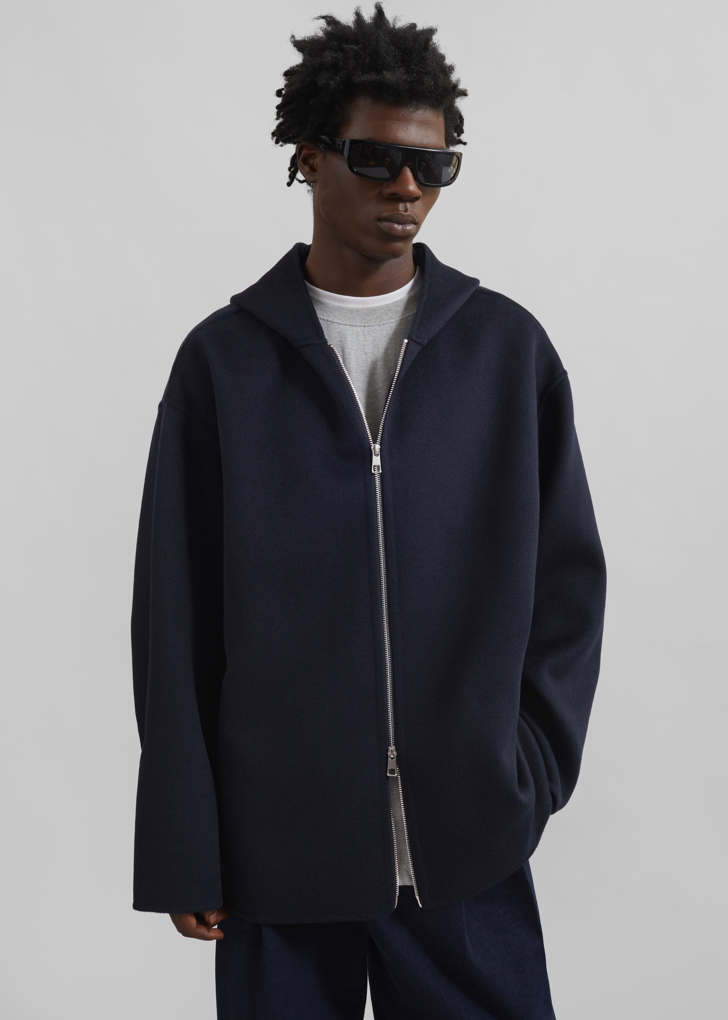 Rye Hooded Wool Jacket - Navy - 4