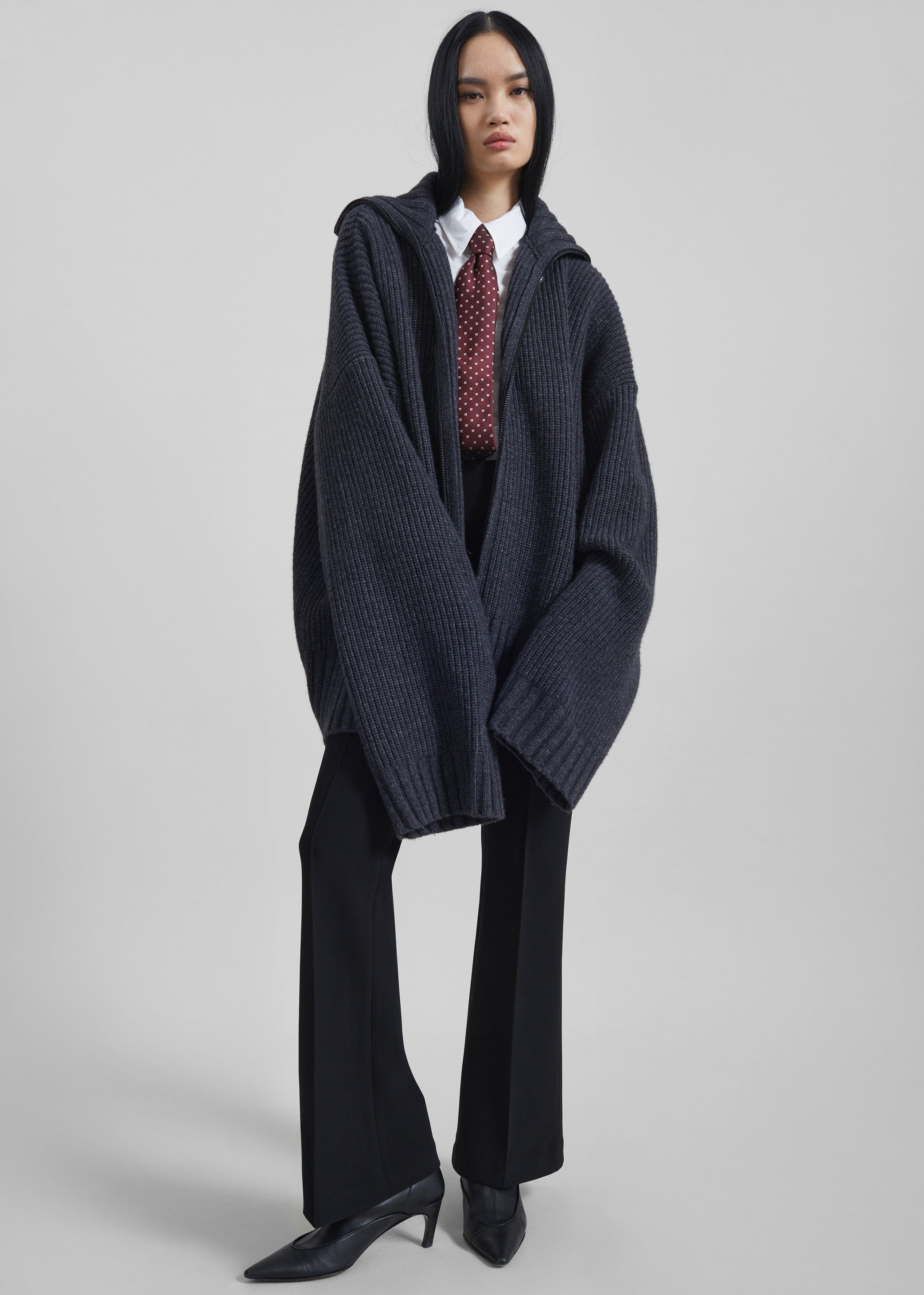 Shop the look image for Saclay Oversized Zip-Up Cardigan - Charcoal