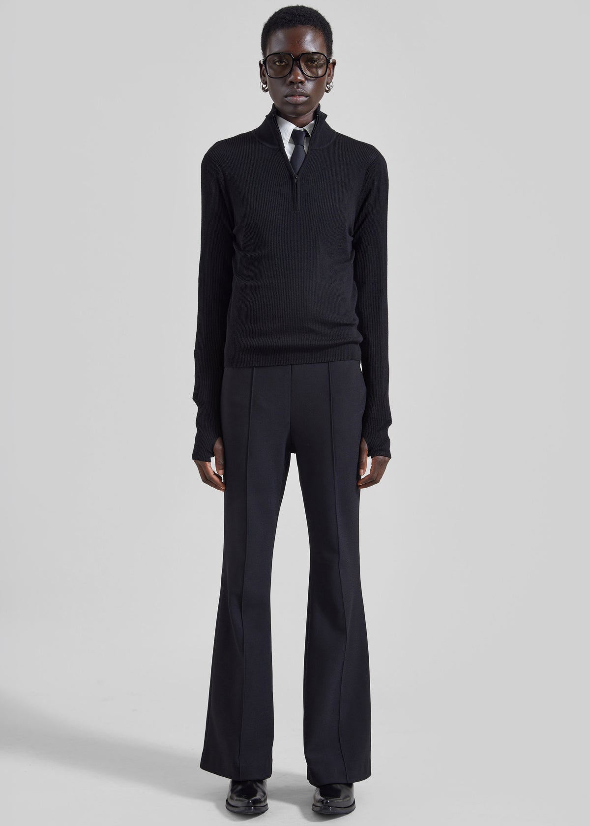 Sade Knit Zip Sweater - Black - 6