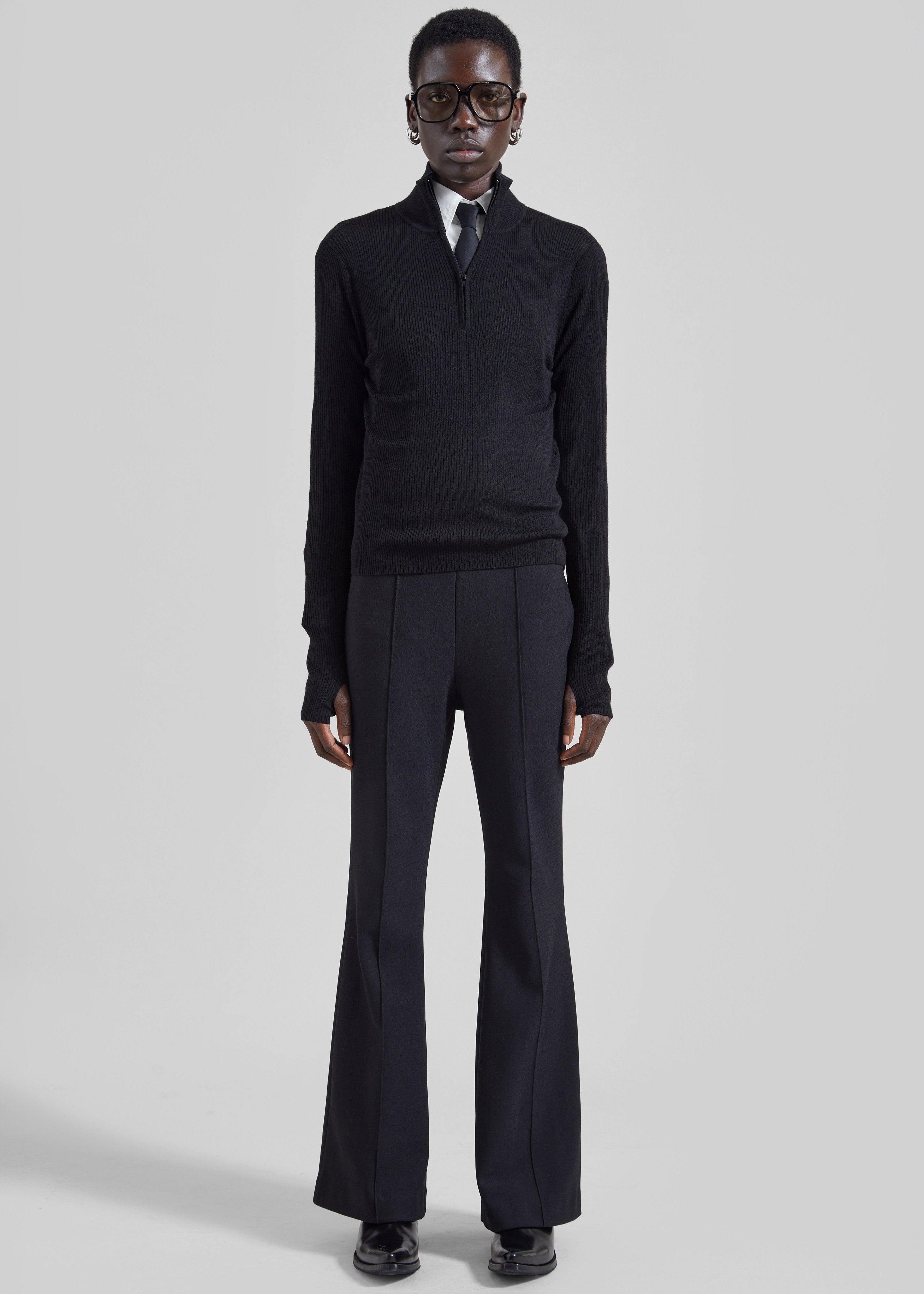 Sade Knit Zip Sweater - Black - 6