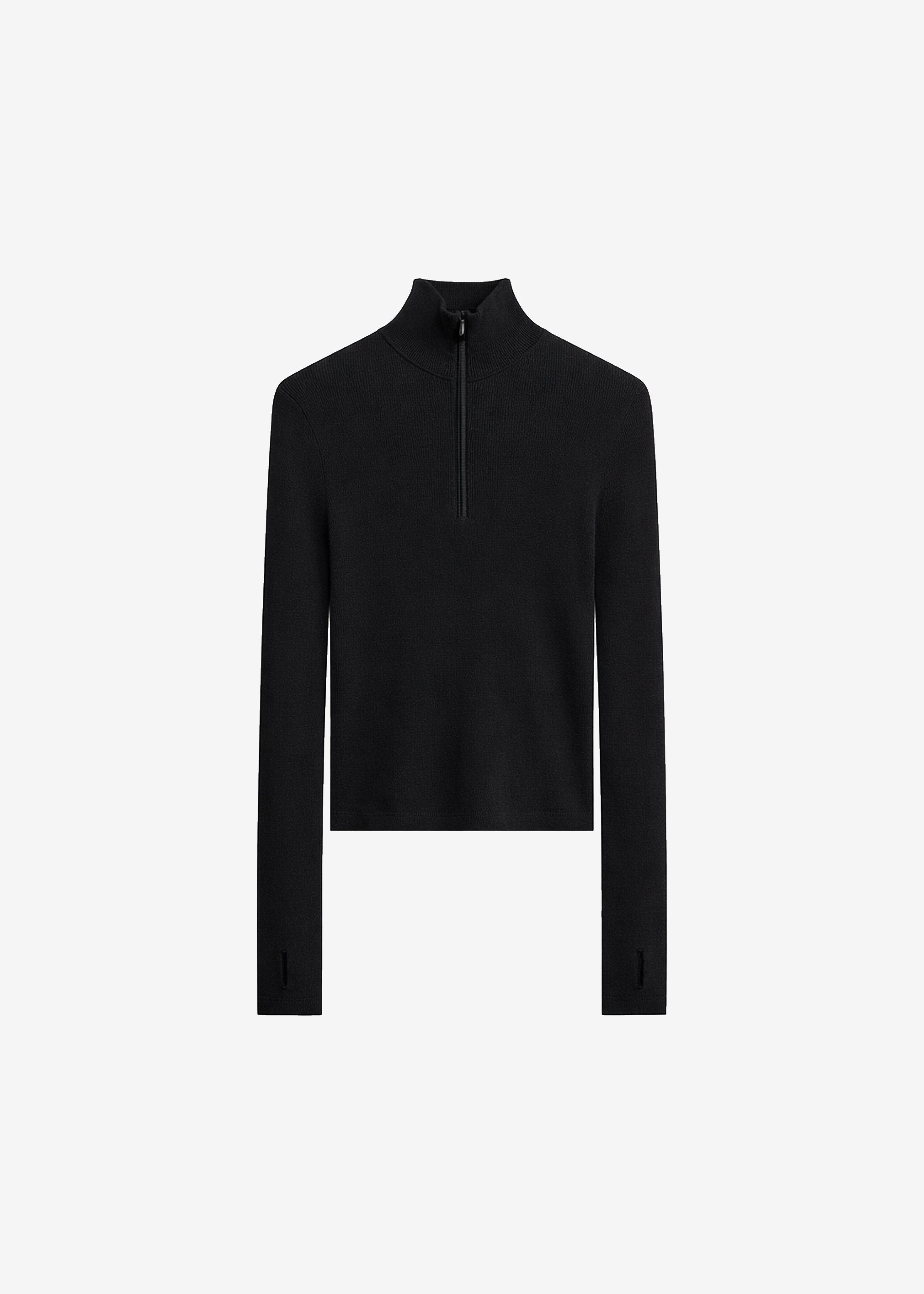 Sade Knit Zip Sweater - Black - 7