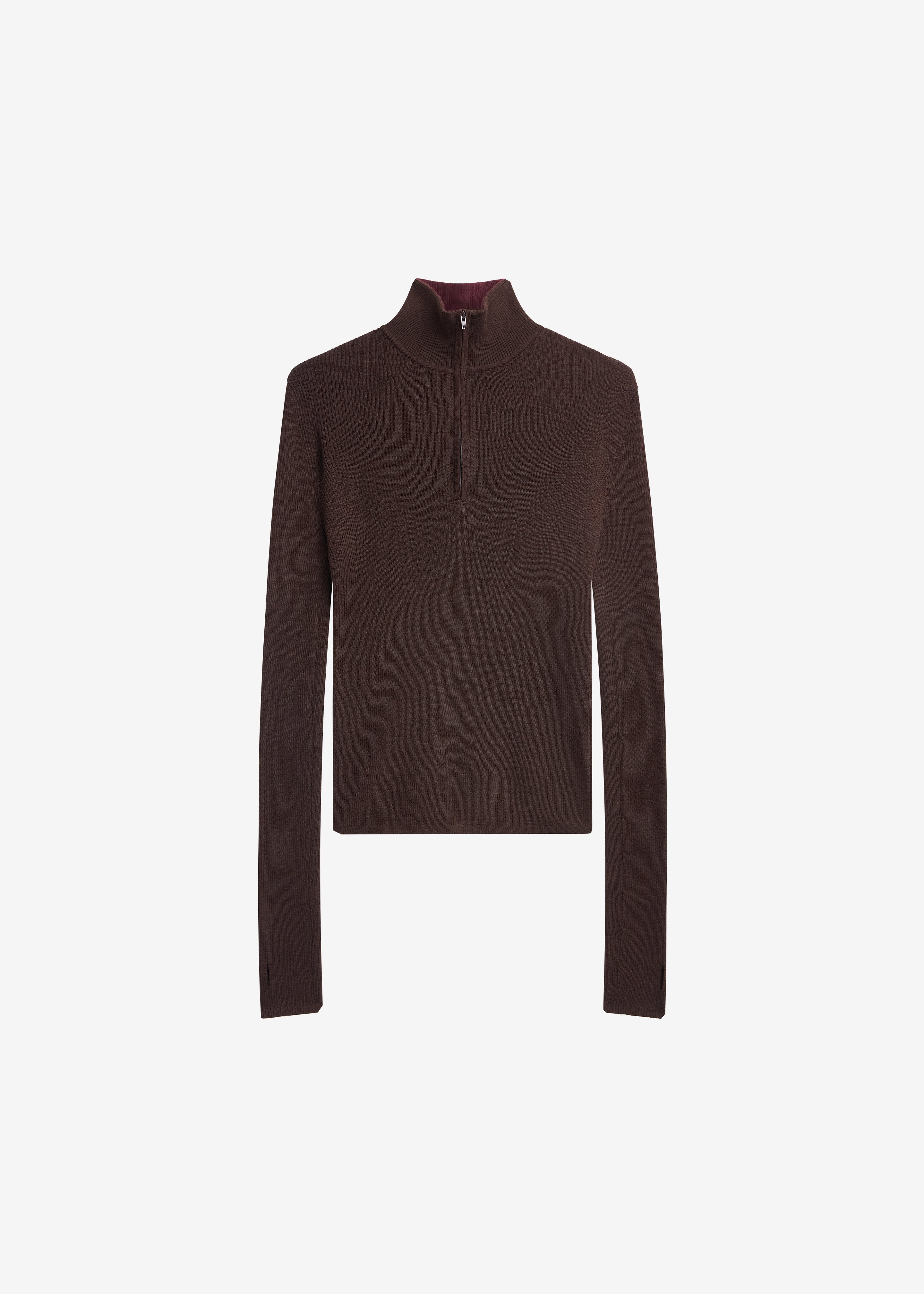 Sade Knit Zip Sweater - Brown/Burgundy - 7