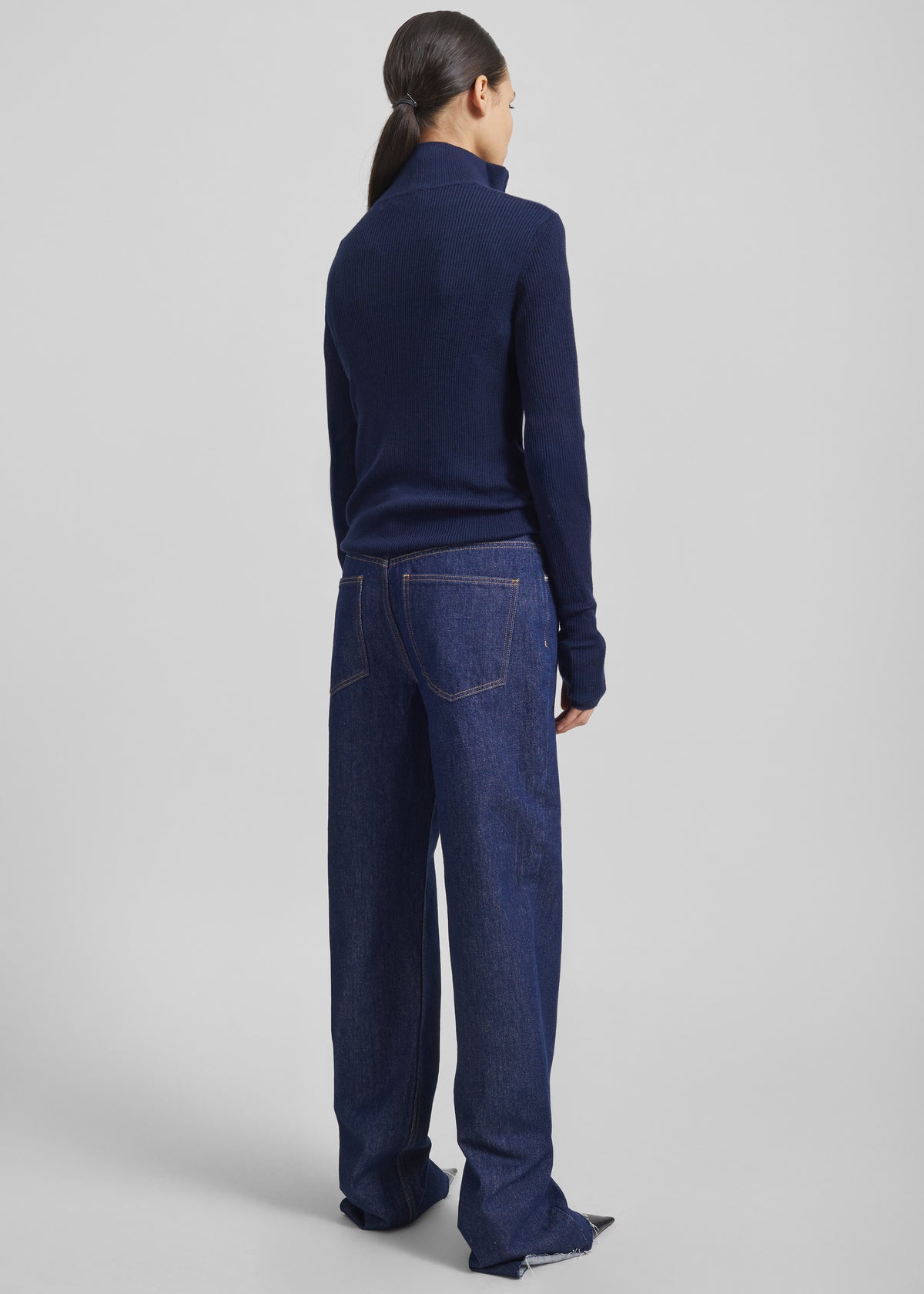 Sade Knit Zip Sweater - Dark Navy/Light Blue - 5