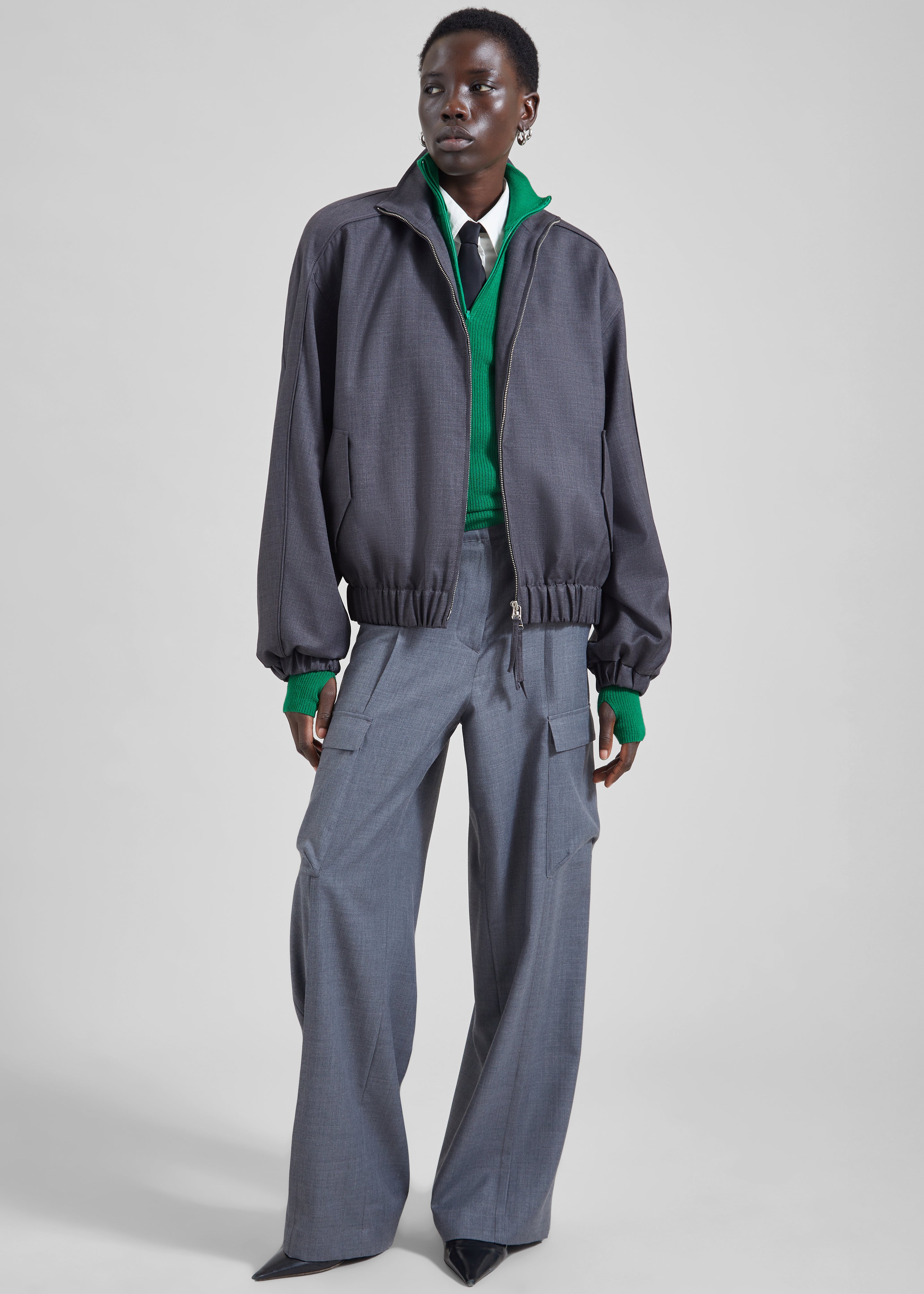 Sade Knit Zip Sweater - Green - 3
