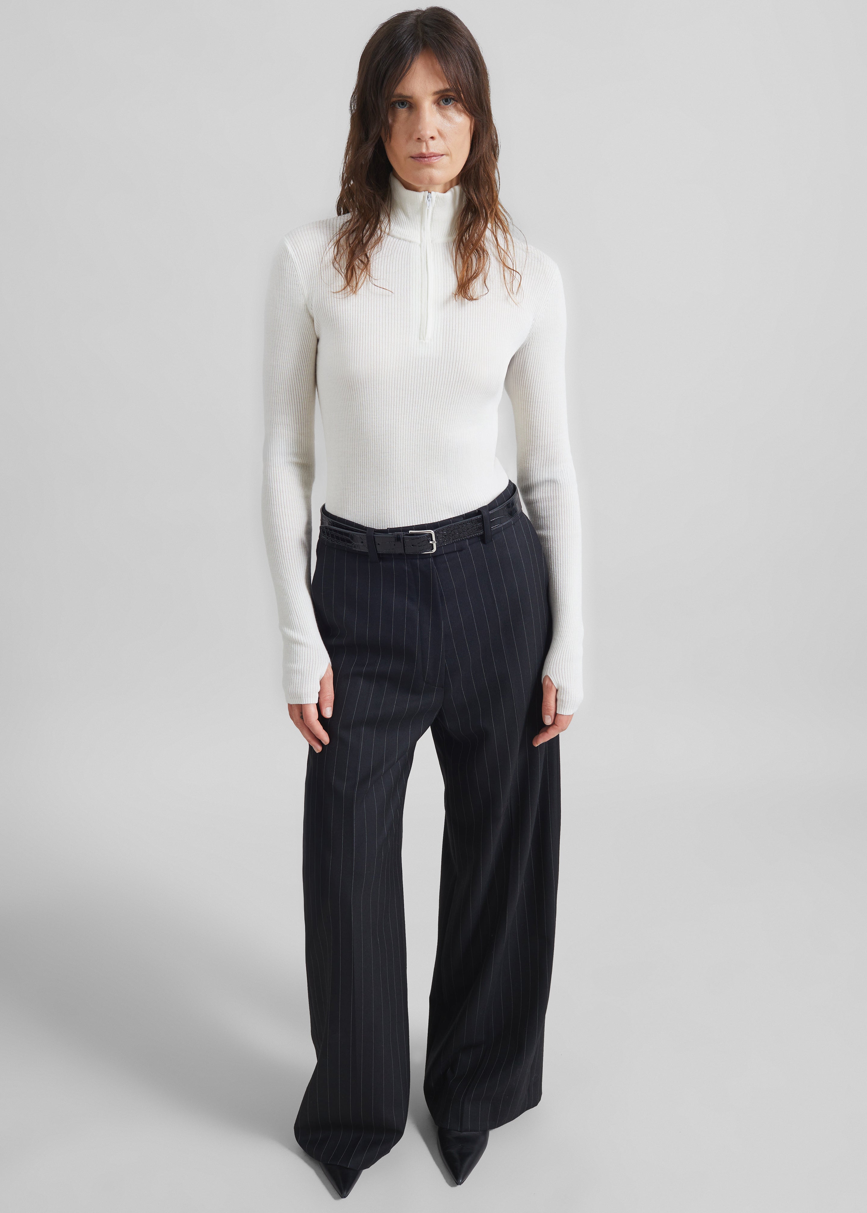 Sade Knit Zip Sweater - White - 5