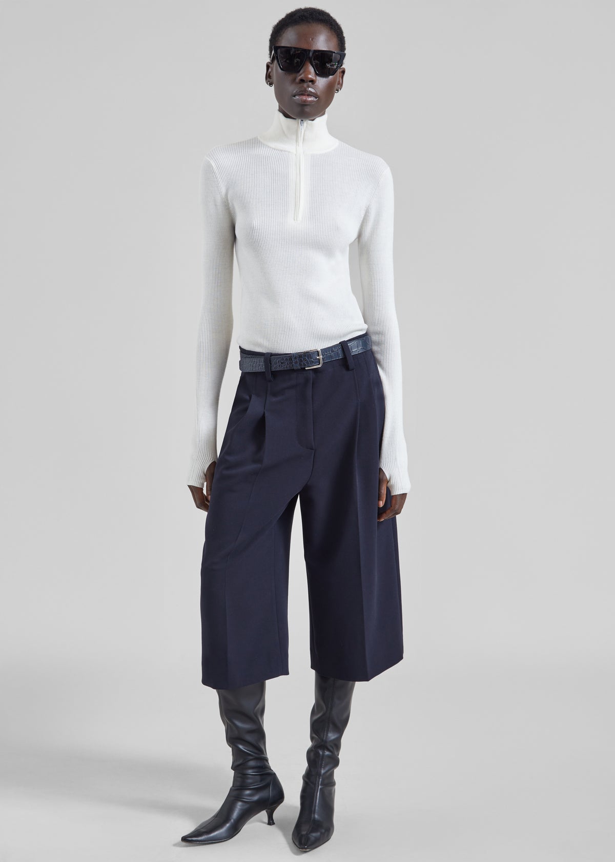 Sade Knit Zip Sweater - White - 2
