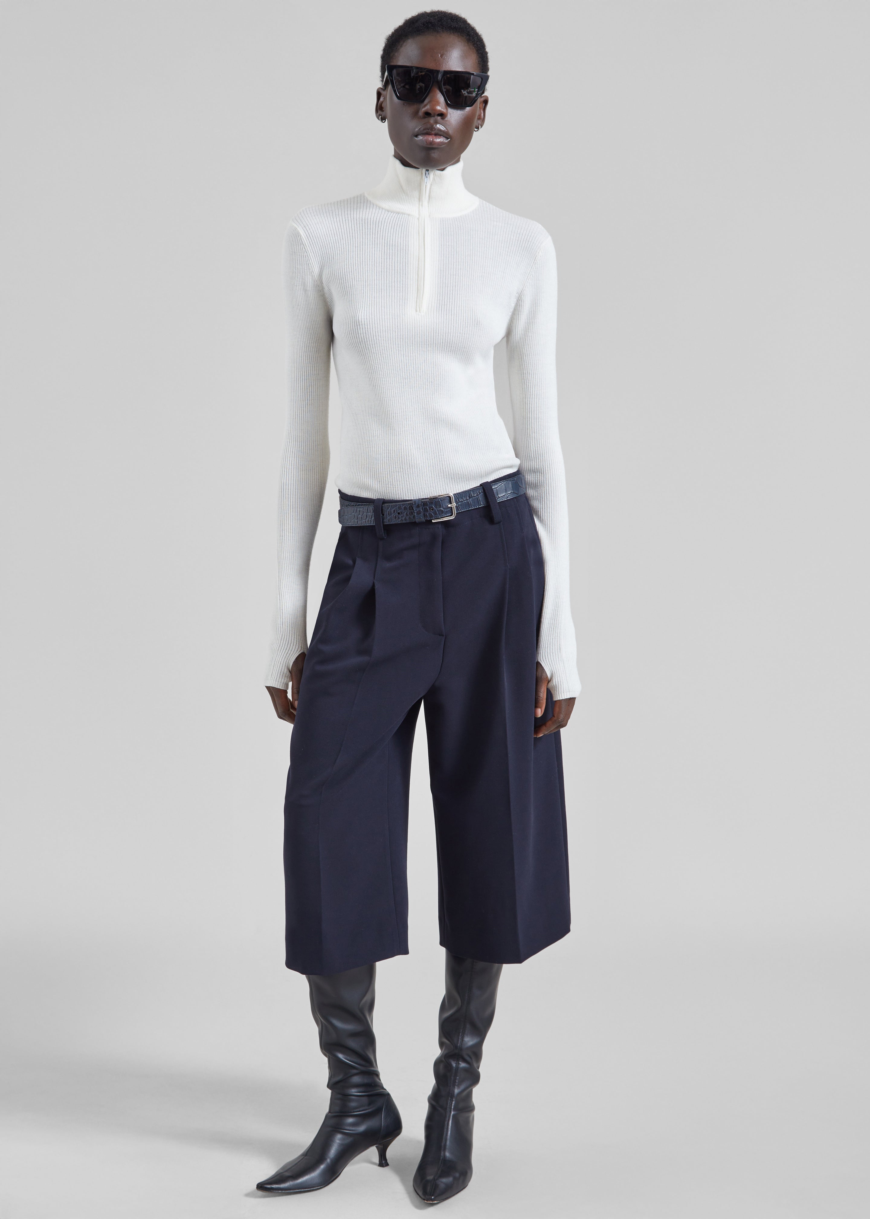 Sade Knit Zip Sweater - White - 2