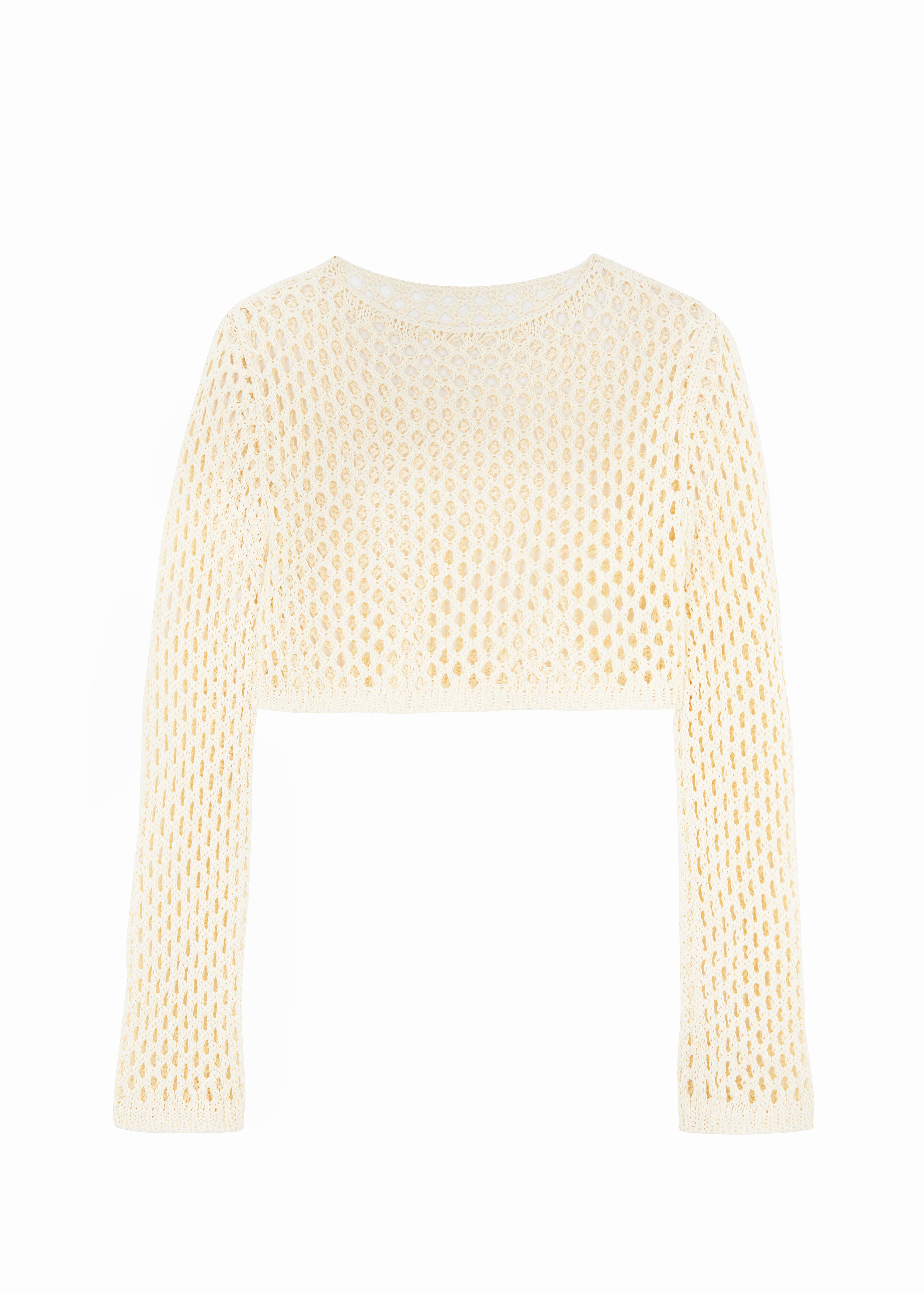 Safa Crochet Open-Knit Top - Cream