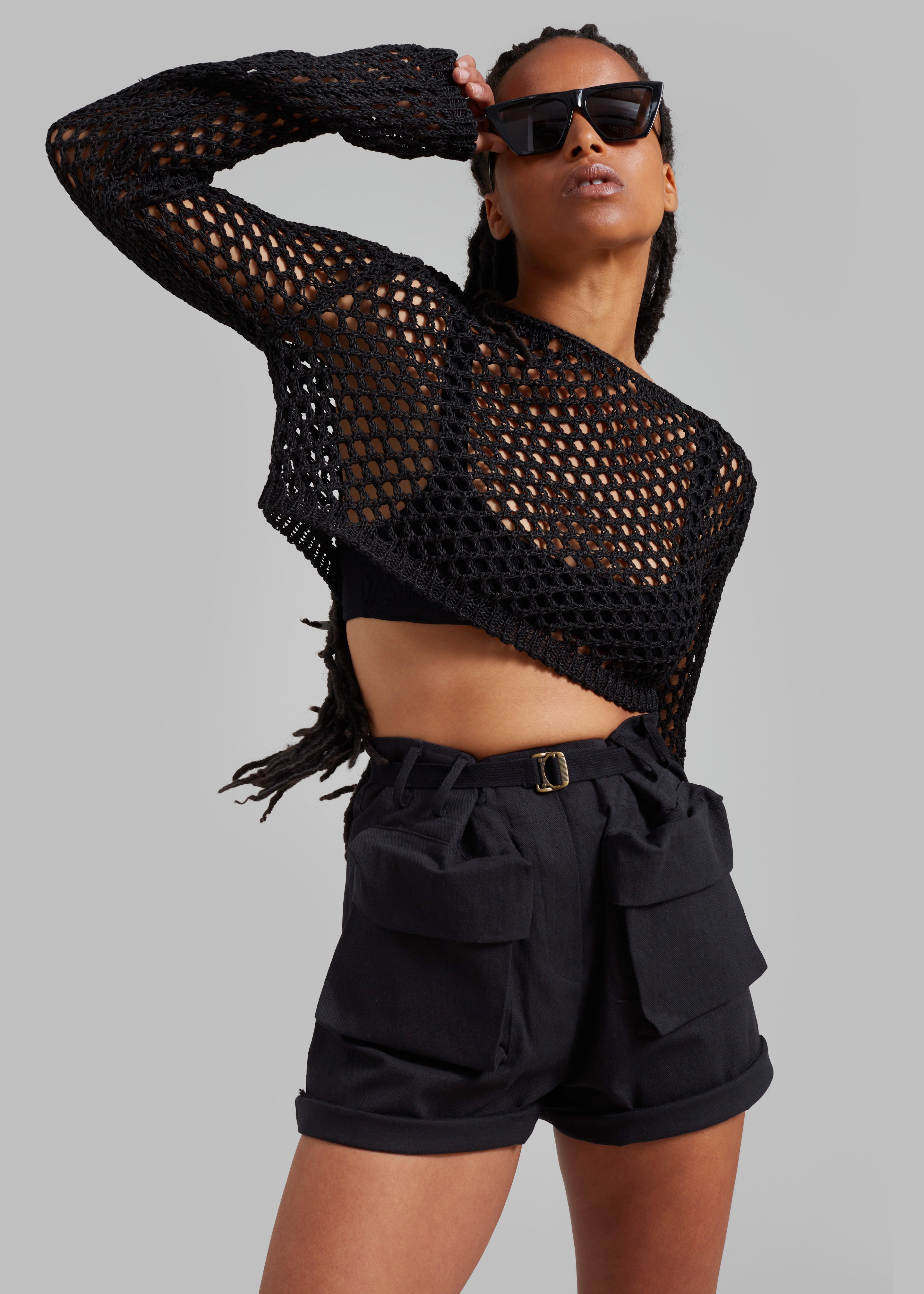 Safa Crochet Open-Knit Top - Black – The Frankie Shop