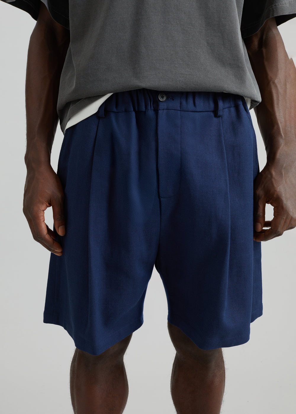 Sagres Linen Bermuda Shorts - Navy - 1