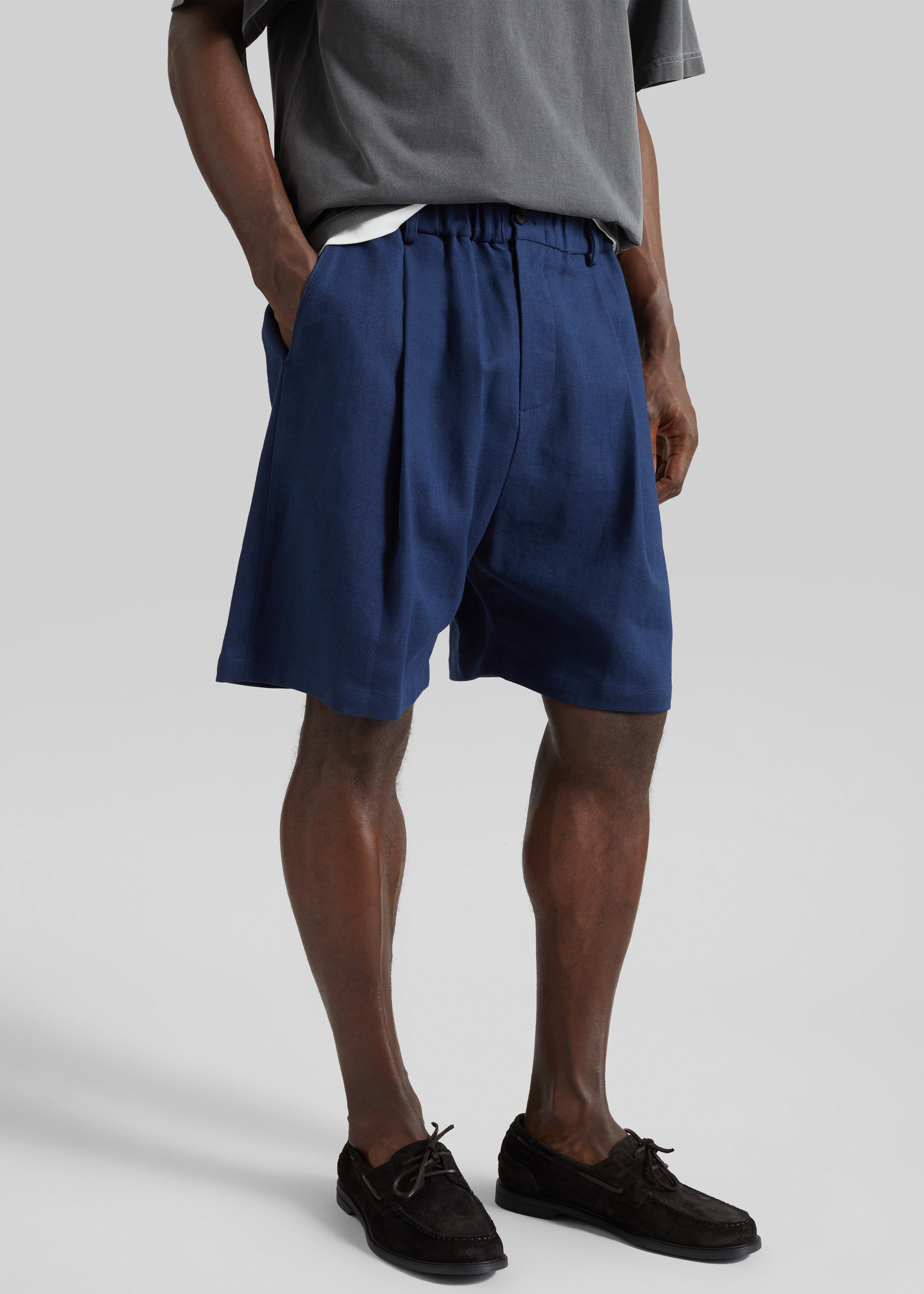 Sagres Linen Bermuda Shorts - Navy - 4