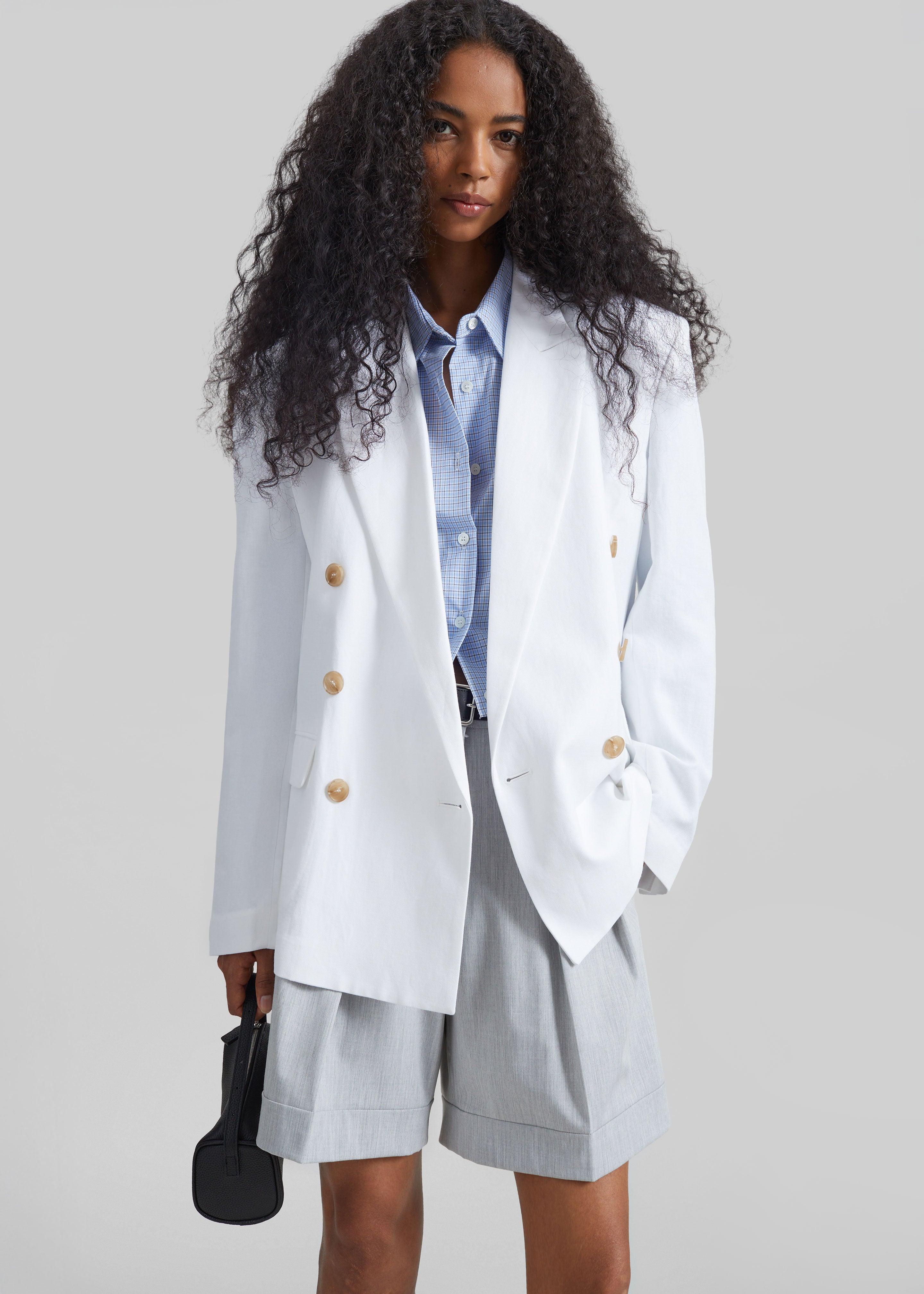 Salerno Linen Blazer - White - 1