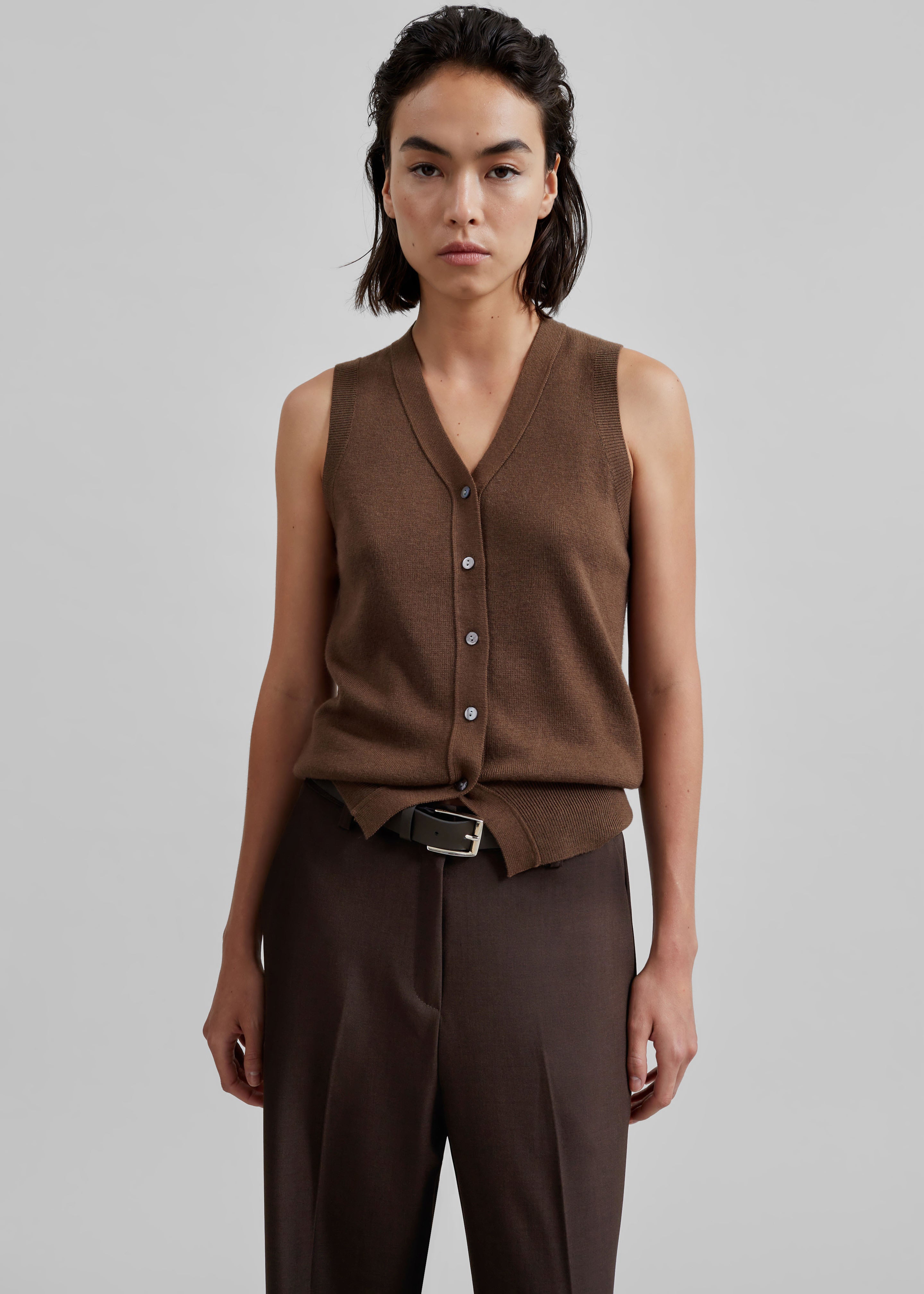 Samah Knit Vest - Brown - 1