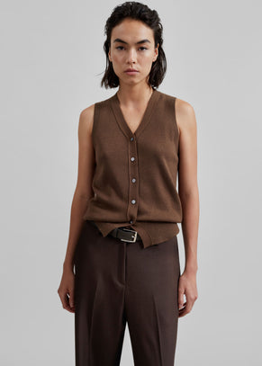 Samah Knit Vest - Brown