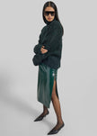 Samantha Crackled Faux Leather Zip Skirt - Green