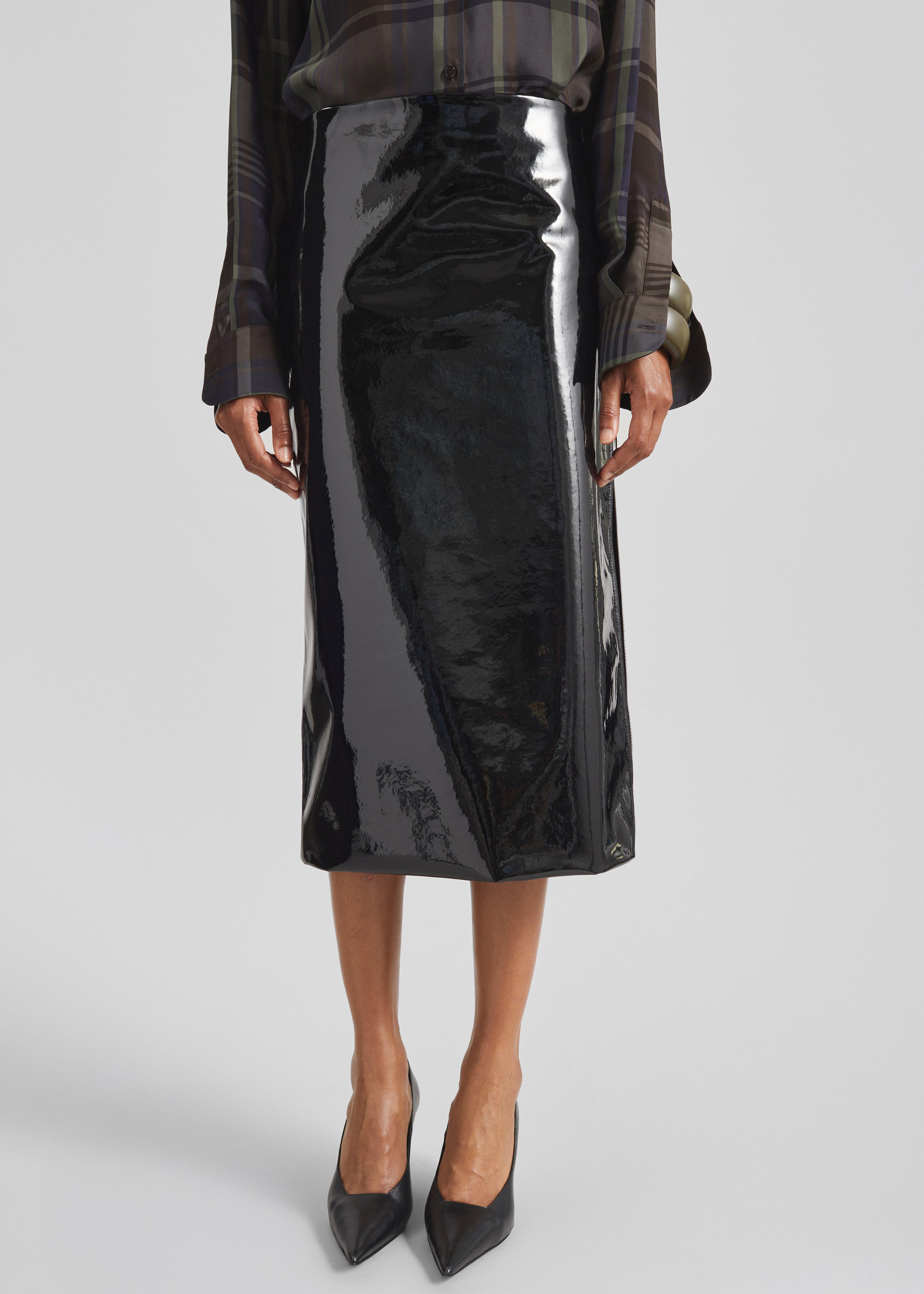 Samantha Patent Zip Skirt - Black - 3
