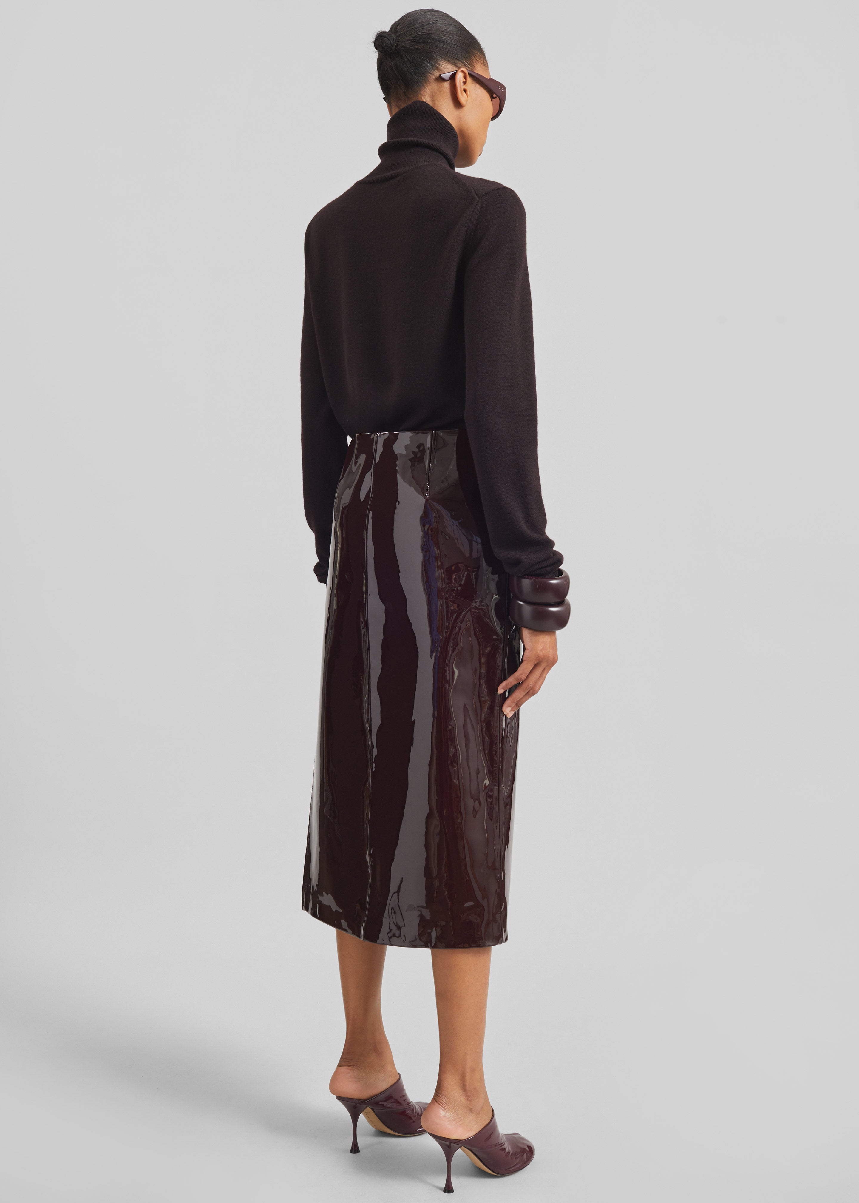 Samantha Patent Zip Skirt - Burgundy – The Frankie Shop