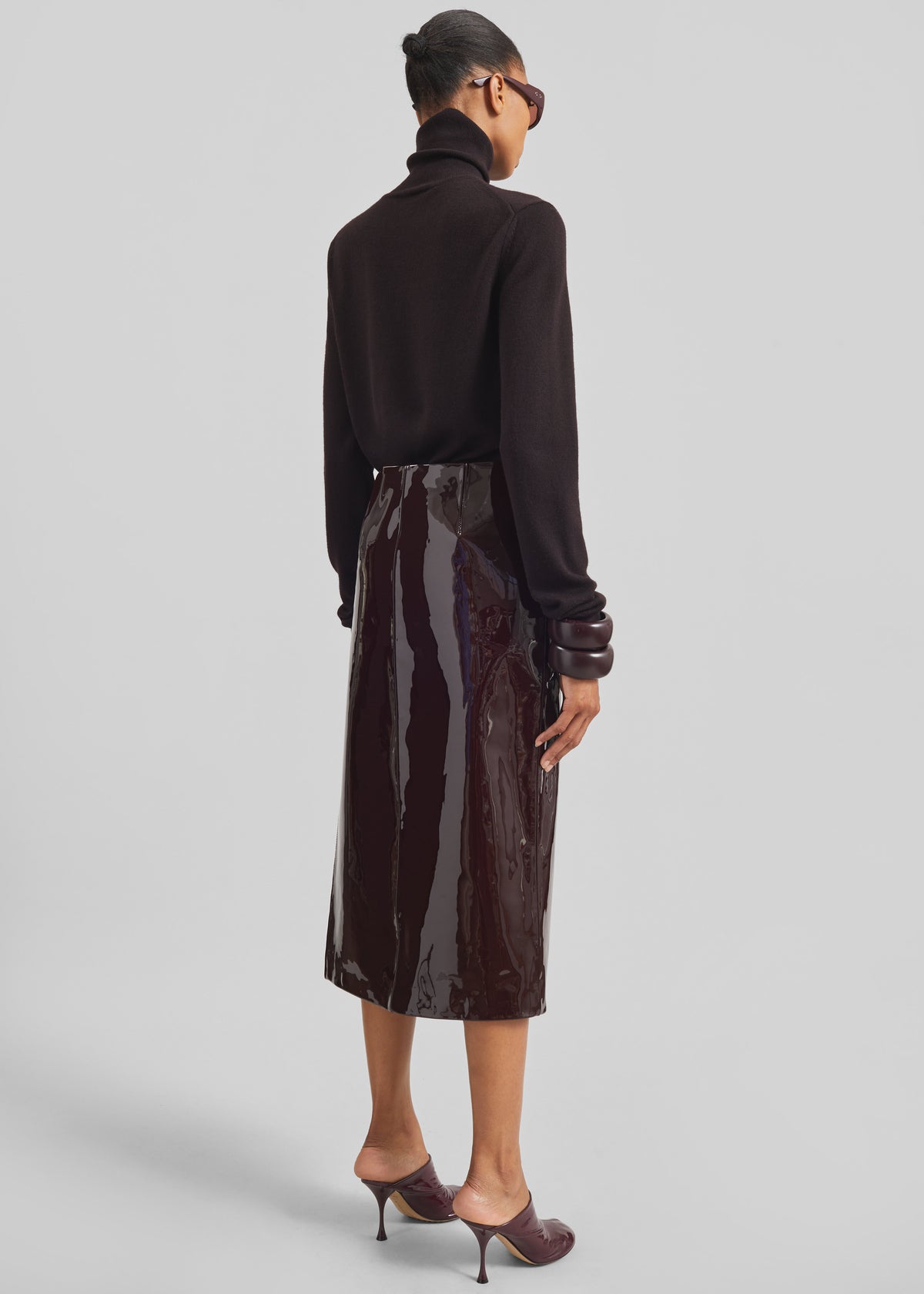Samantha Patent Zip Skirt - Burgundy - 7