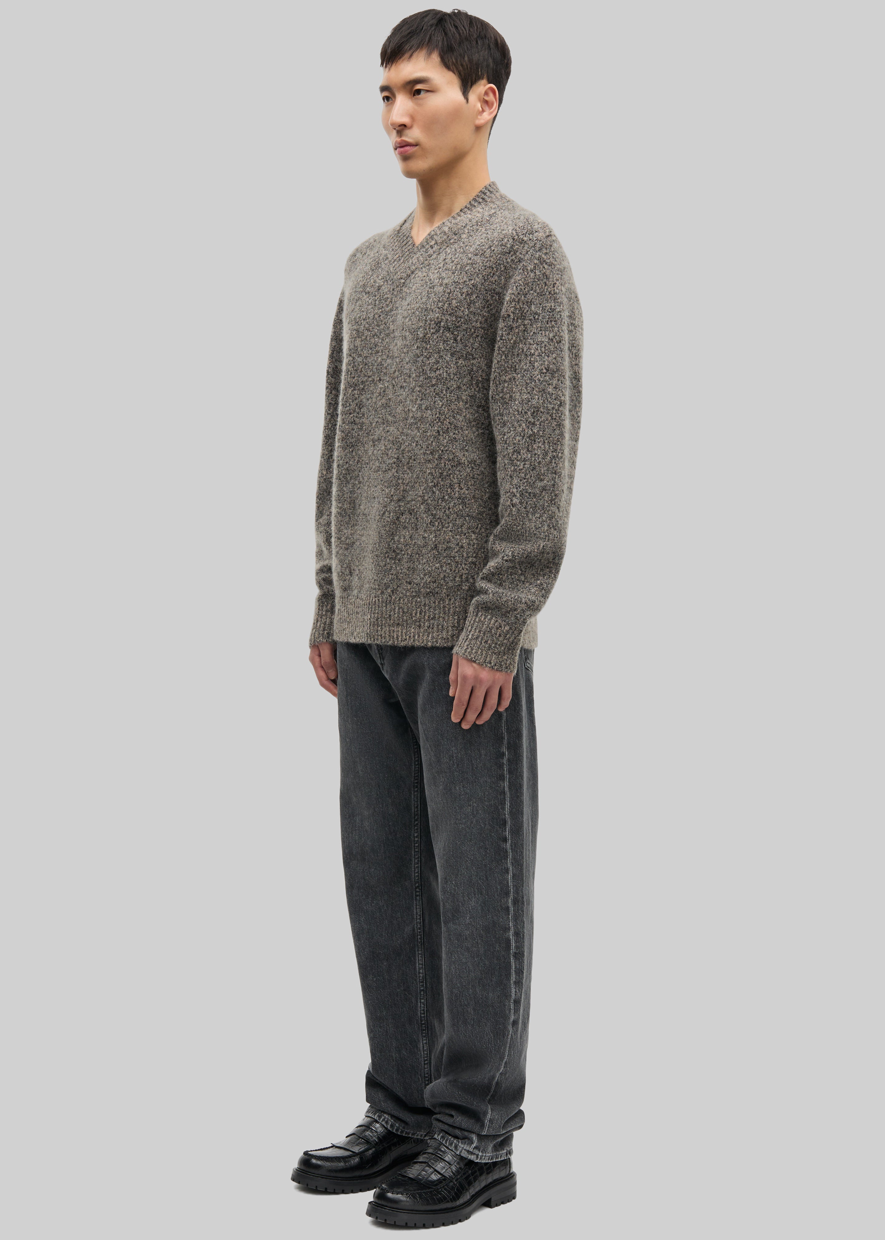 Samsøe Samsøe Safloyd V-Neck Sweater - Fossil Melange - 5
