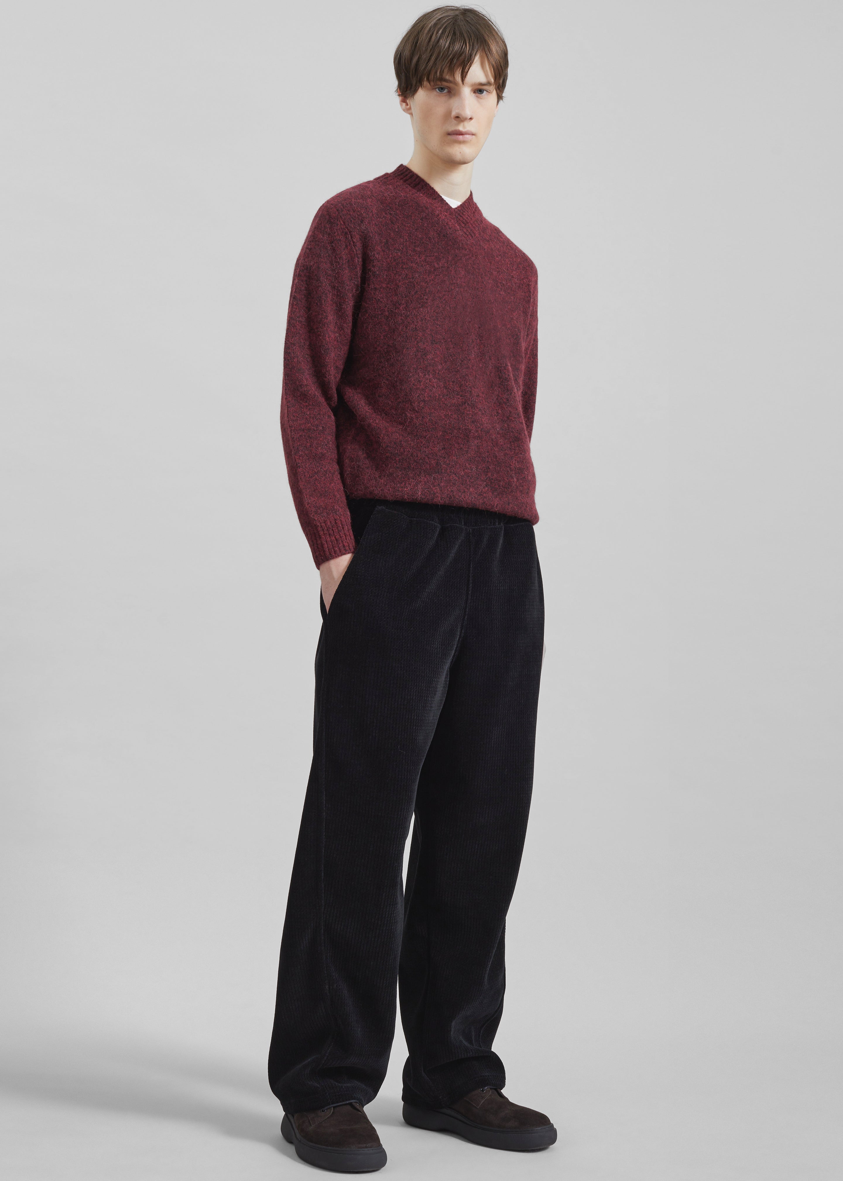 Samsøe Samsøe Safloyd V-Neck Sweater - Rum Raisin Melange - 6