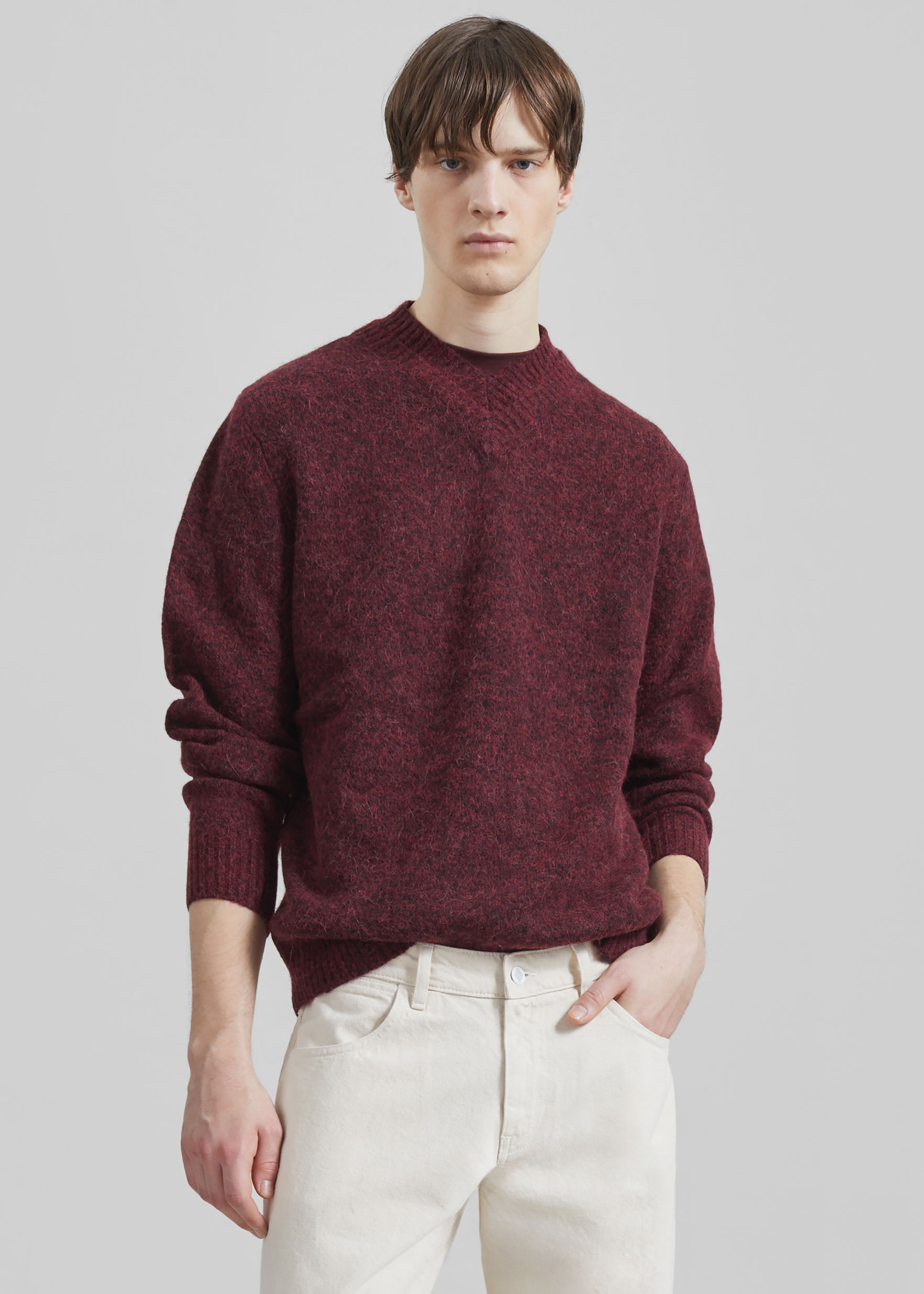 Samsøe Samsøe Safloyd V-Neck Sweater - Rum Raisin Melange - 4