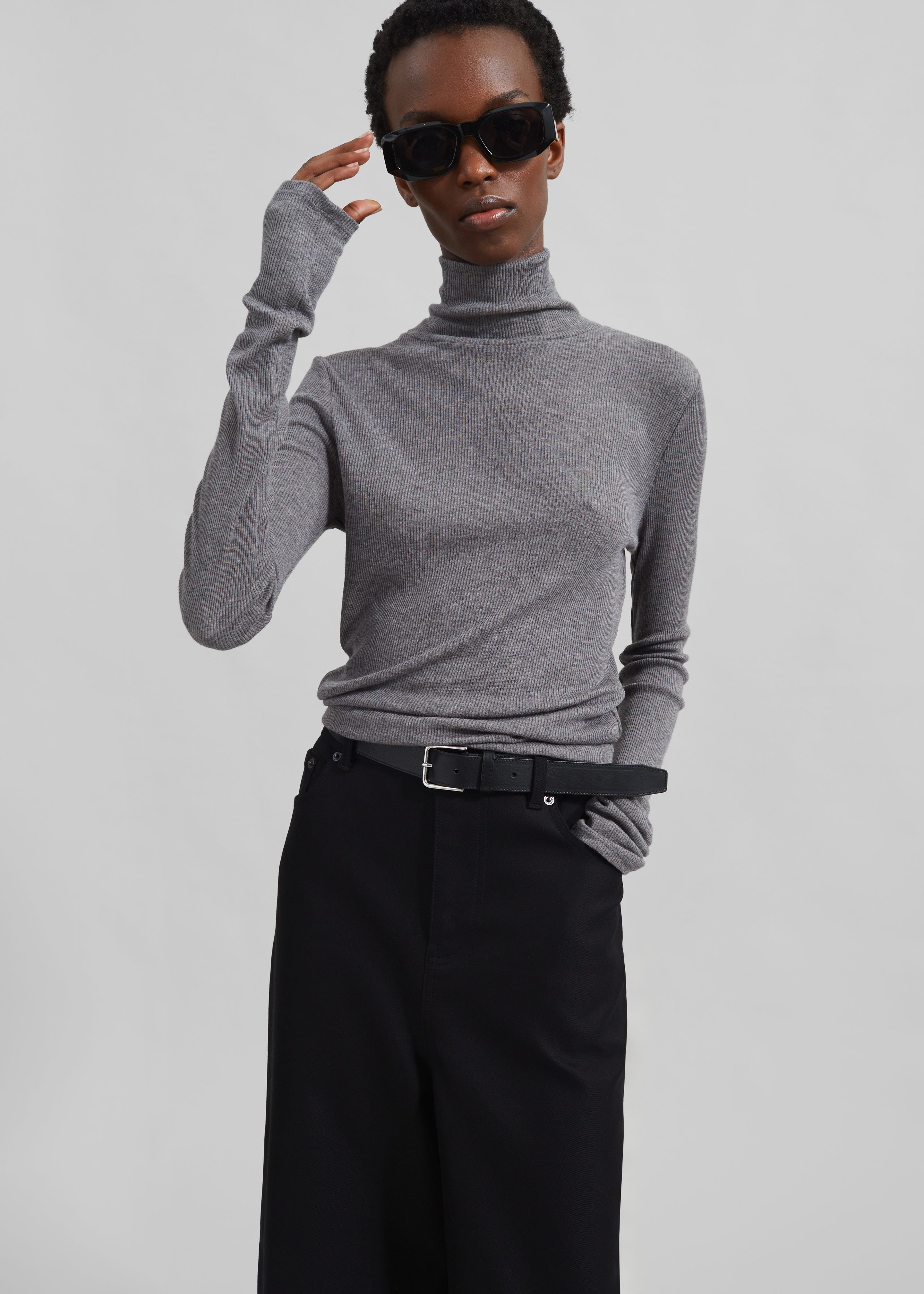 Samsøe Samsøe Sasonnet Turtleneck - Mid Grey Melange - 3