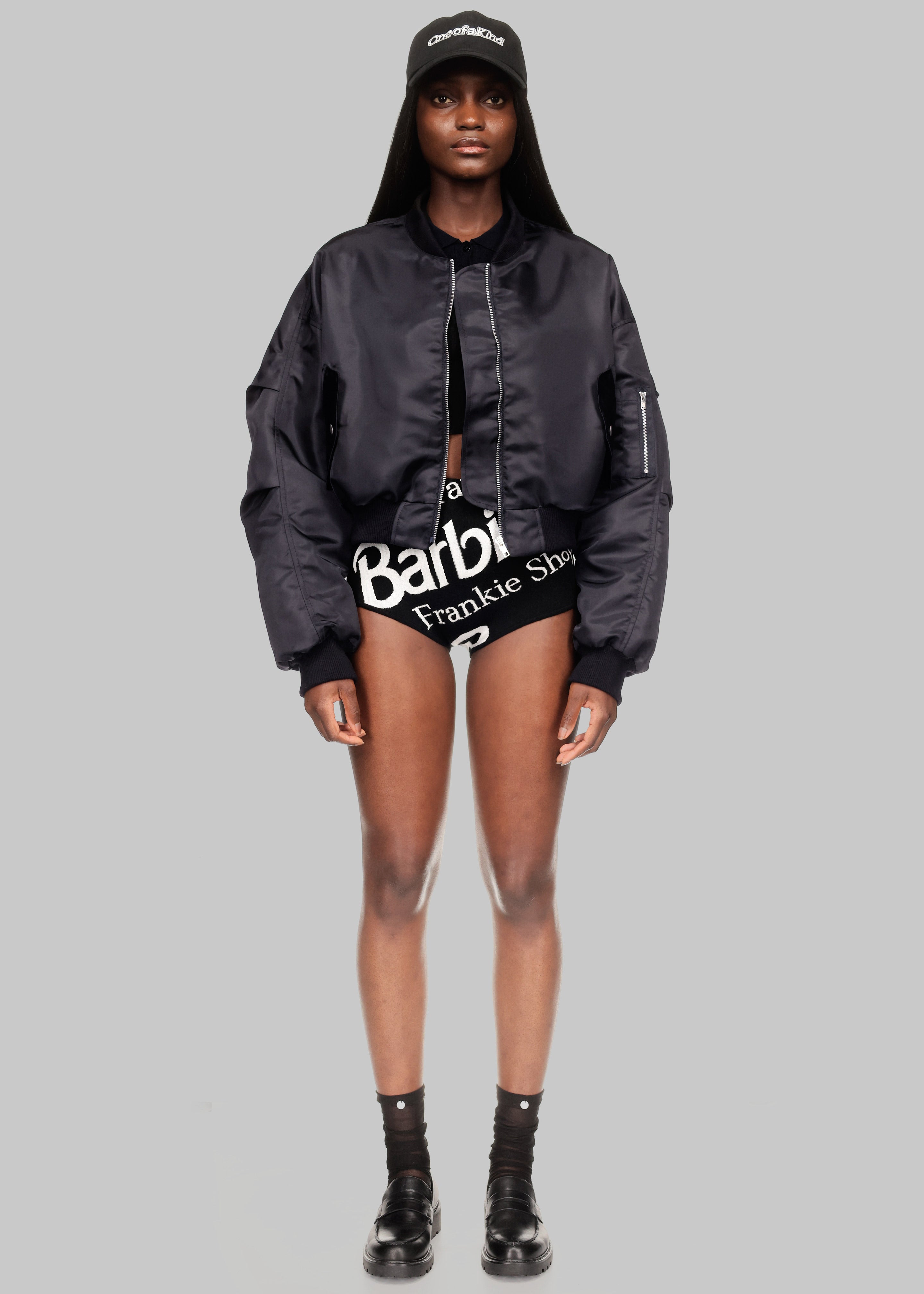 Sana Oversized Cropped Bomber x Barbie™ - Black - 1