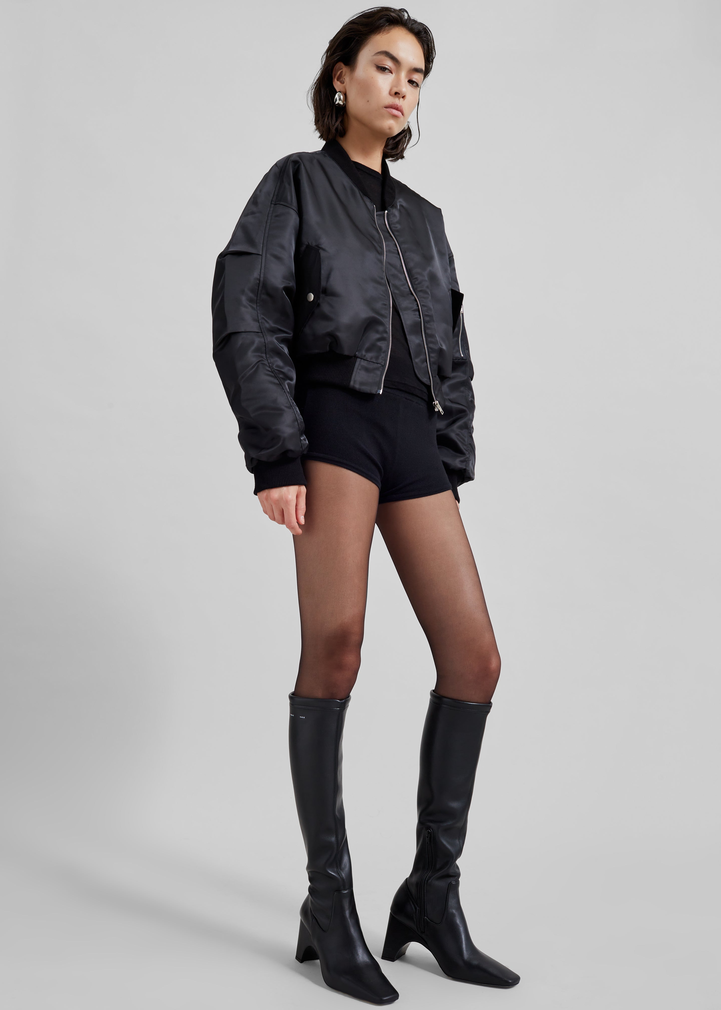 Sana Oversized Cropped Bomber x Barbie™ - Black - 8