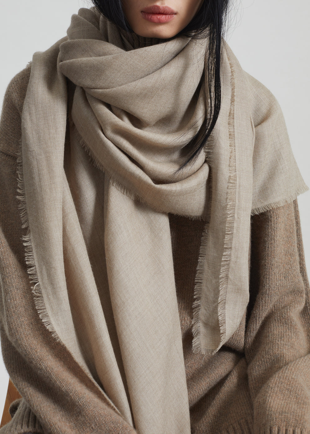 Sanova Cashmere Twill Scarf - Taupe - 1