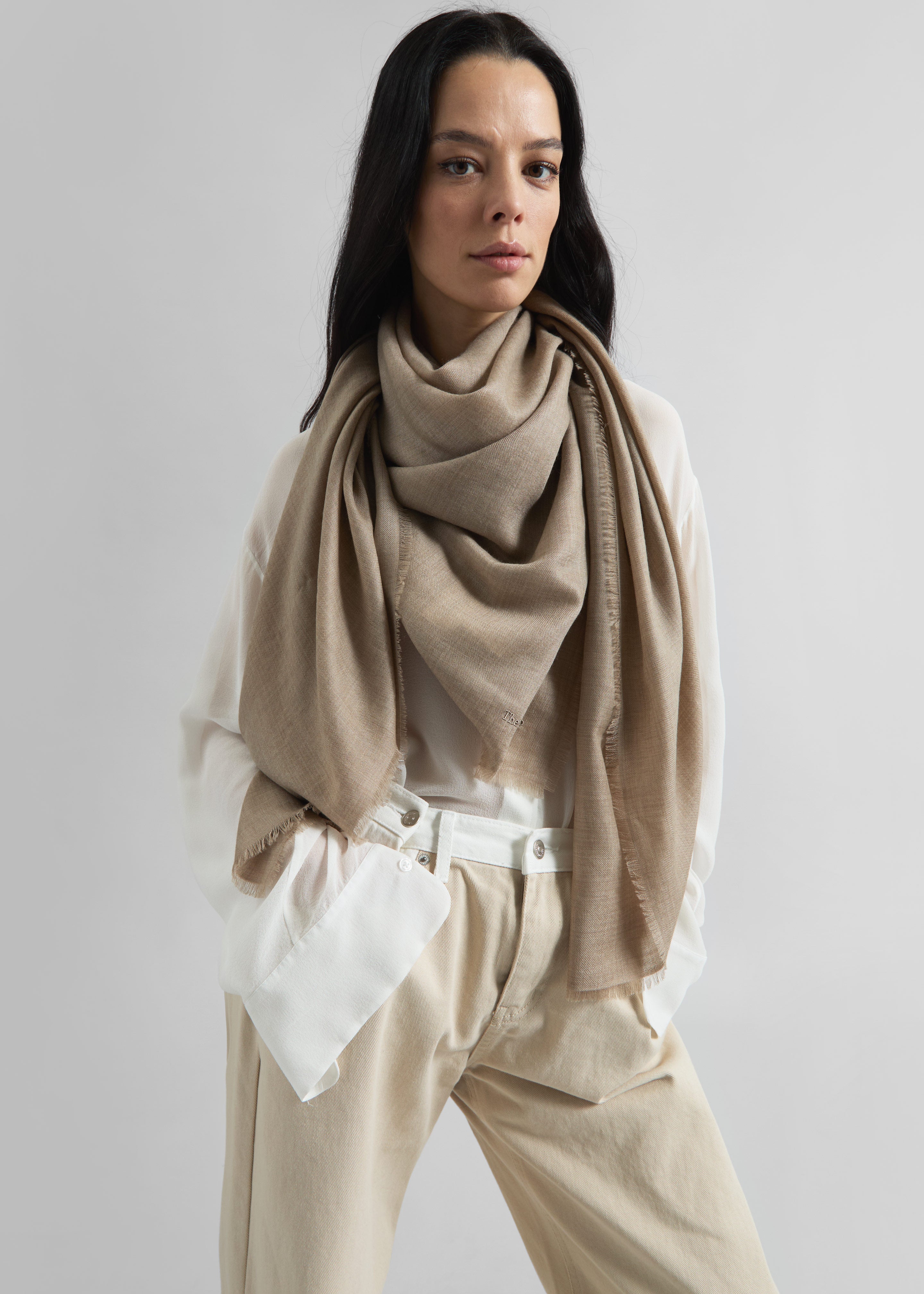 Sanova Cashmere Twill Scarf - Taupe – The Frankie Shop