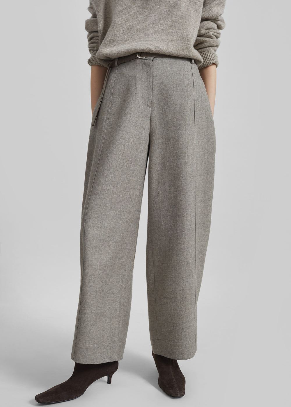 Sanve Tapered Leg Pants - Beige Melange - 1