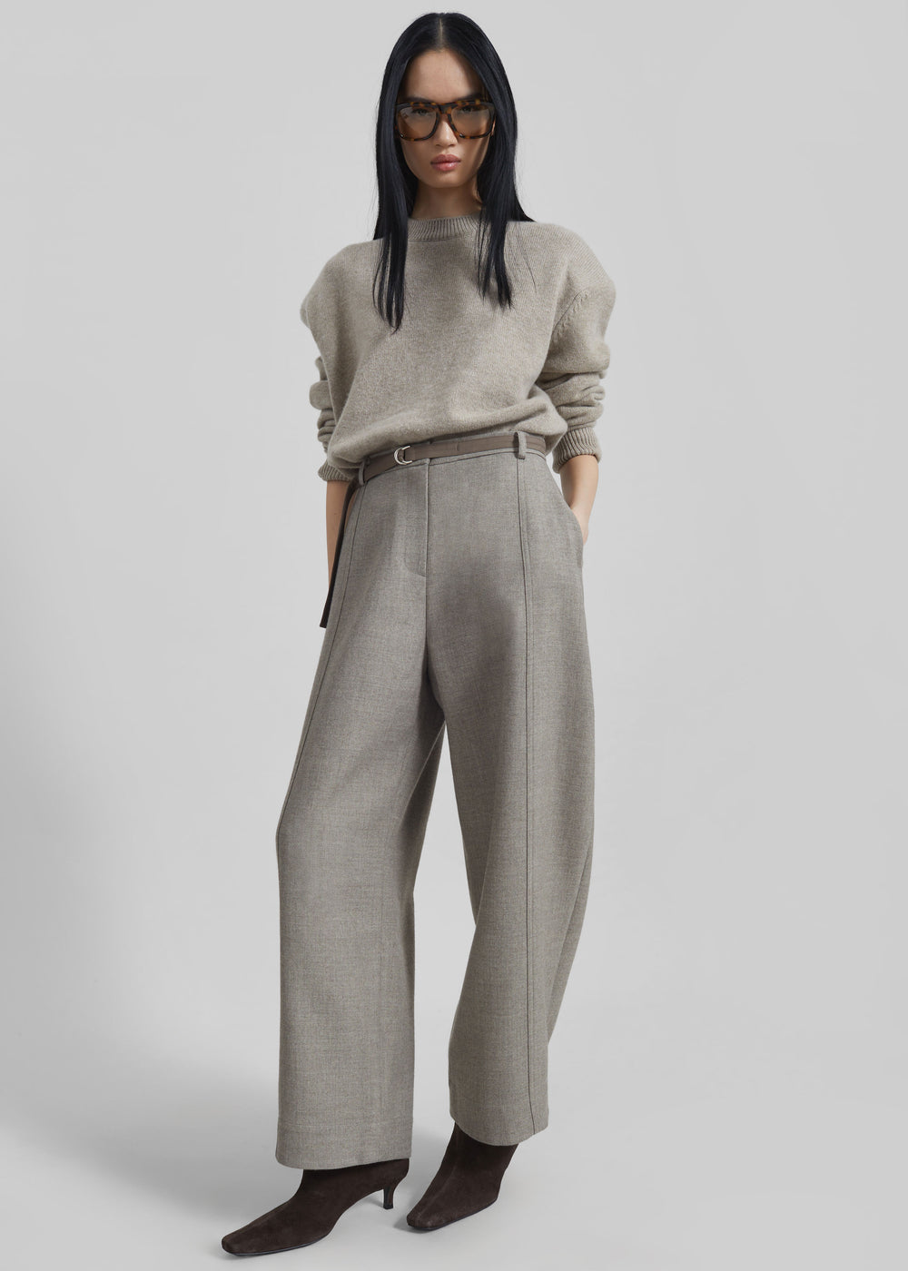 Sanve Tapered Leg Pants - Beige Melange