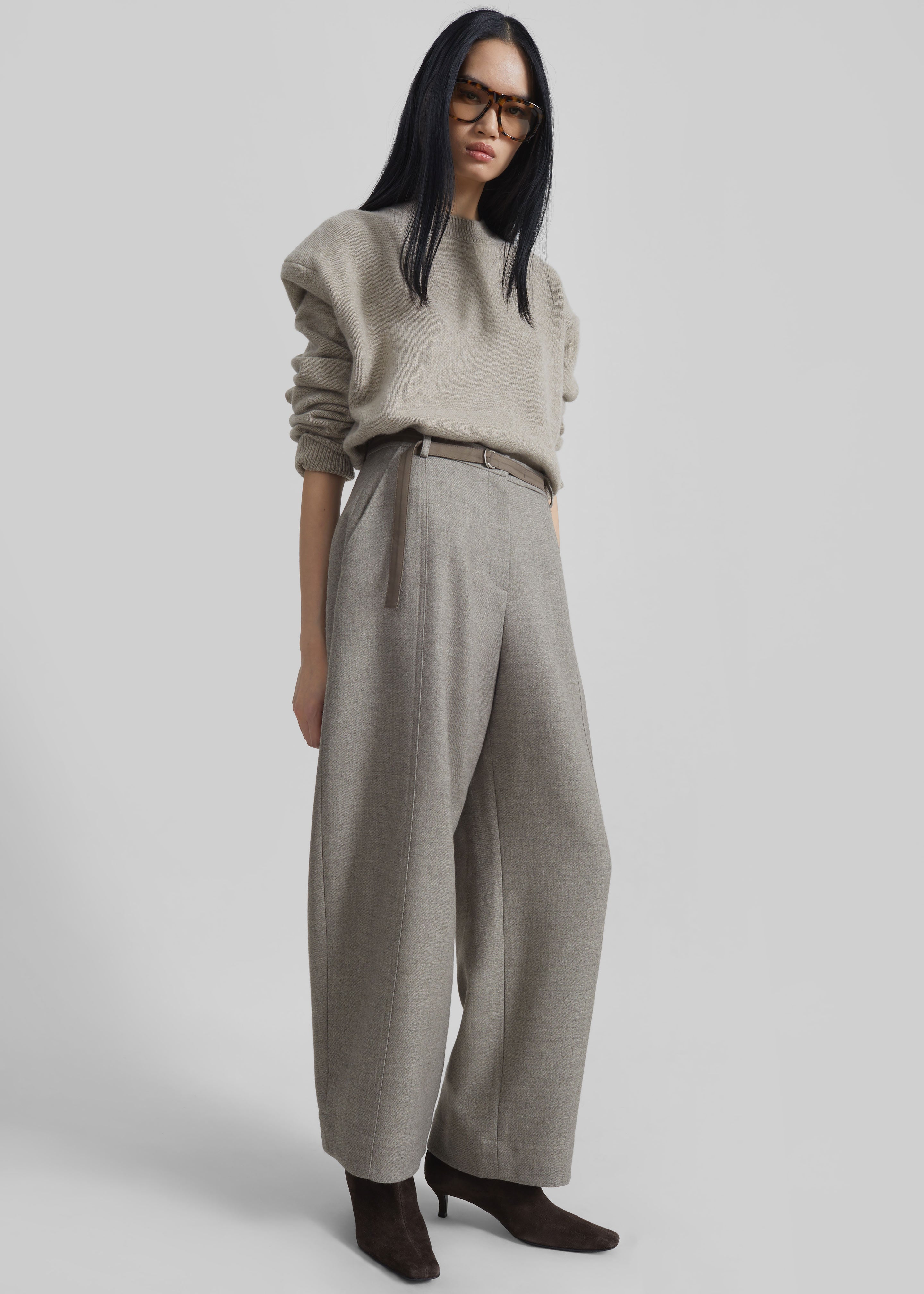 Sanve Tapered Leg Pants - Beige Melange - 5