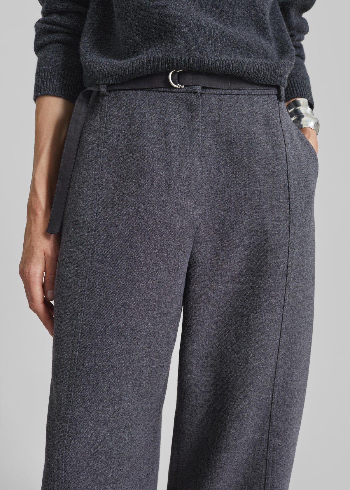 Sanve Tapered Leg Pants - Dark Grey Melange - 3
