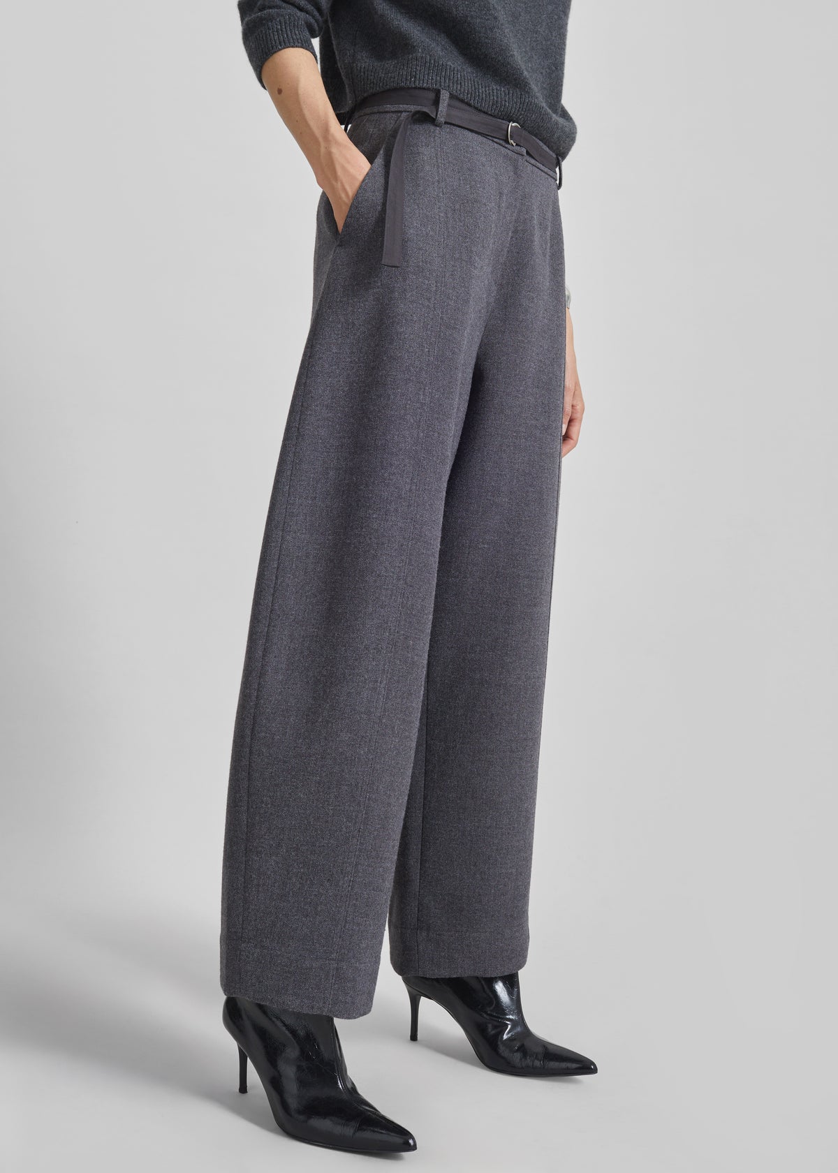 Sanve Tapered Leg Pants - Dark Grey Melange - 2