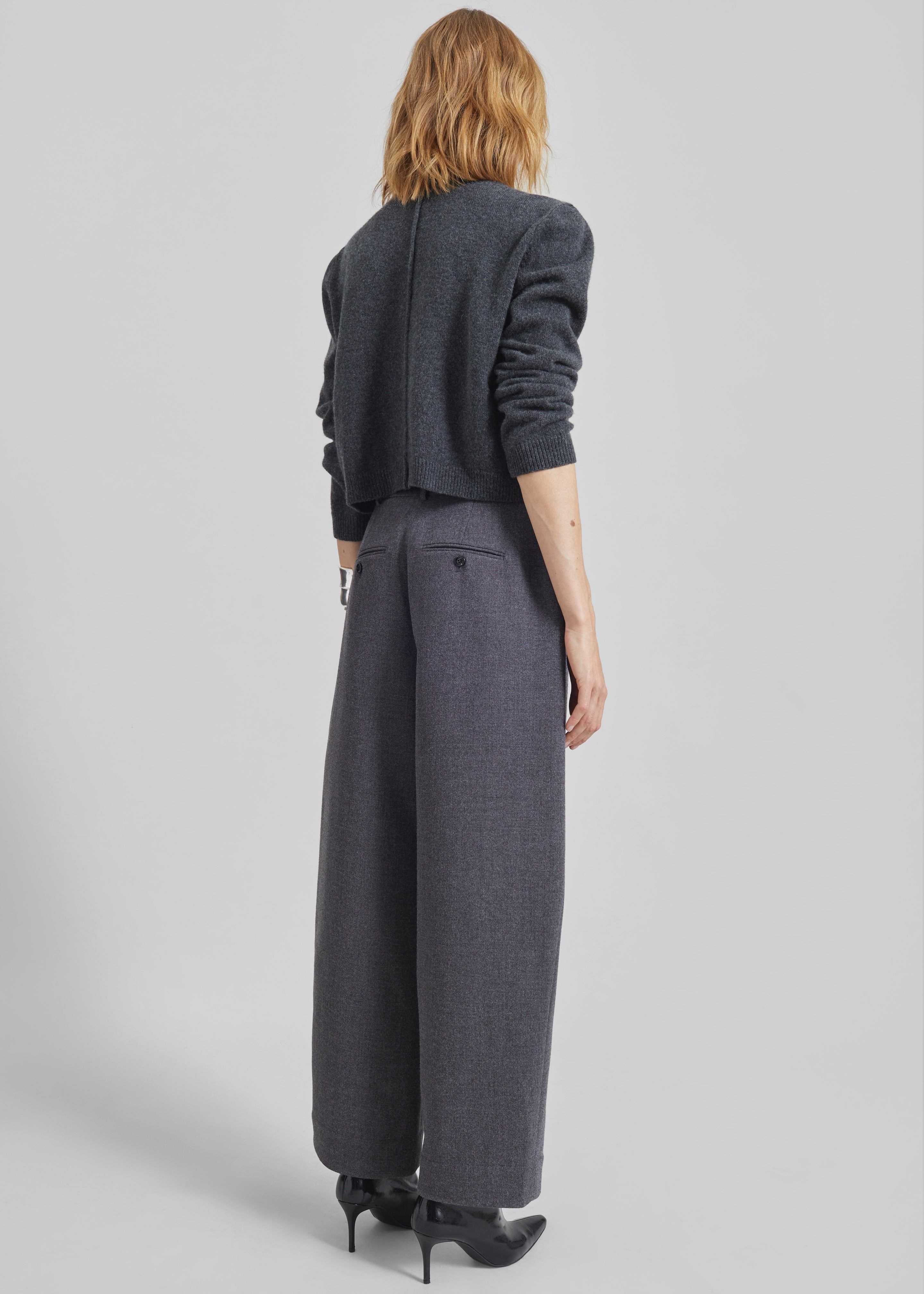 Sanve Tapered Leg Pants - Dark Grey Melange - 7