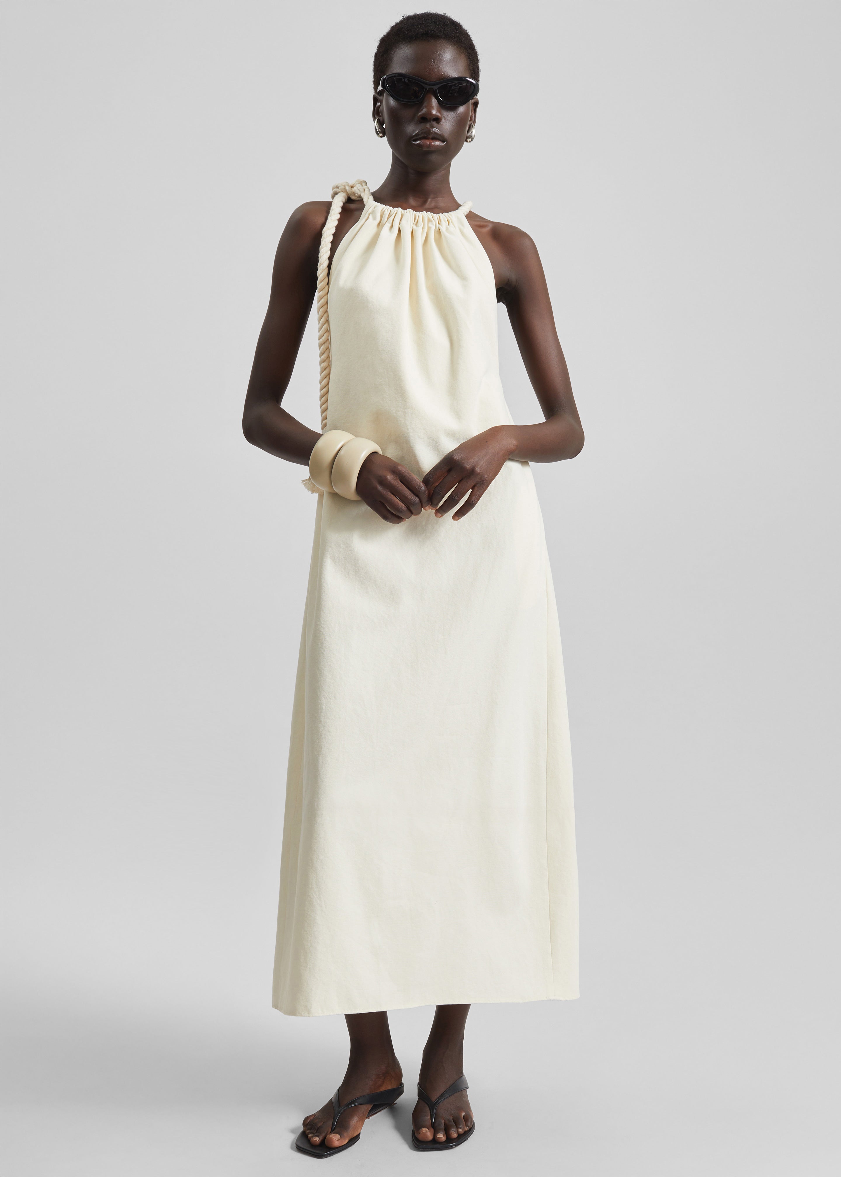 Sarnico Rope-Tie Halter Dress - Cream - 1