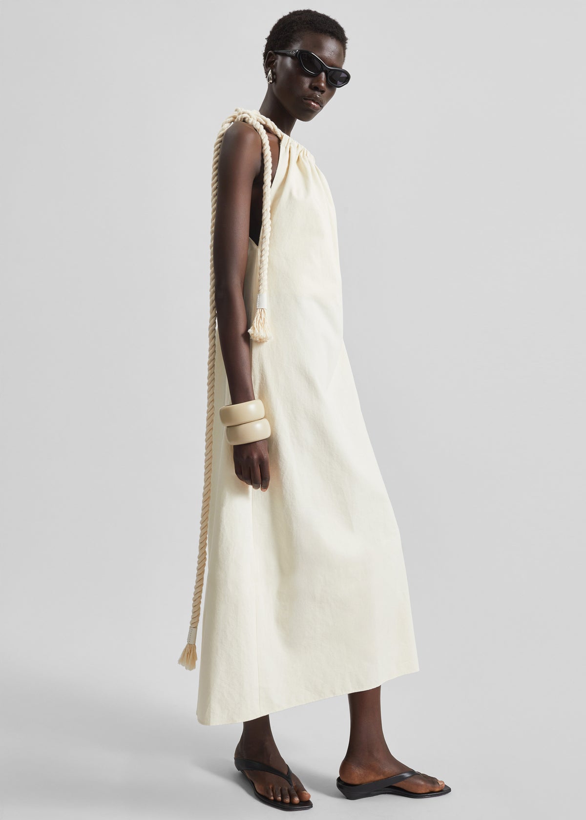 Sarnico Rope-Tie Halter Dress - Cream - 4