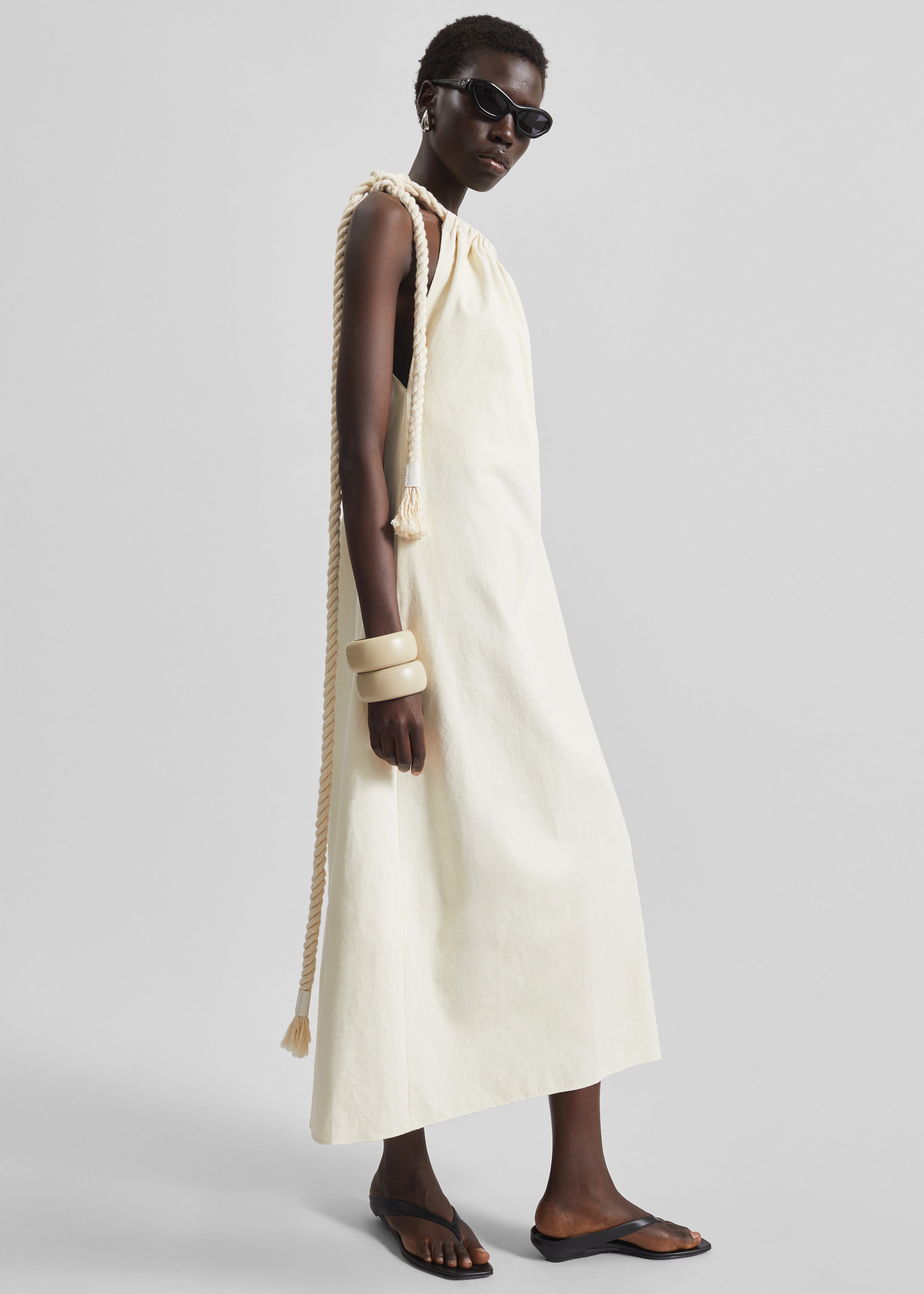 Sarnico Rope-Tie Halter Dress - Cream - 4