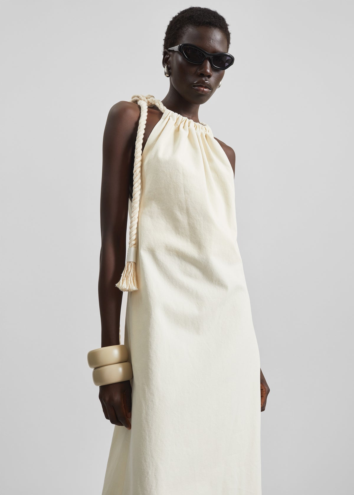 Sarnico Rope-Tie Halter Dress - Cream - 7