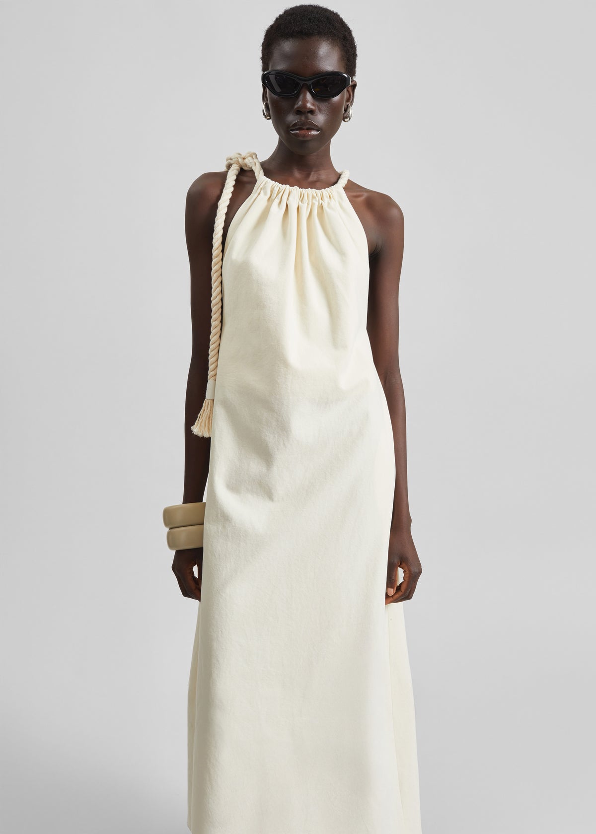 Sarnico Rope-Tie Halter Dress - Cream - 2