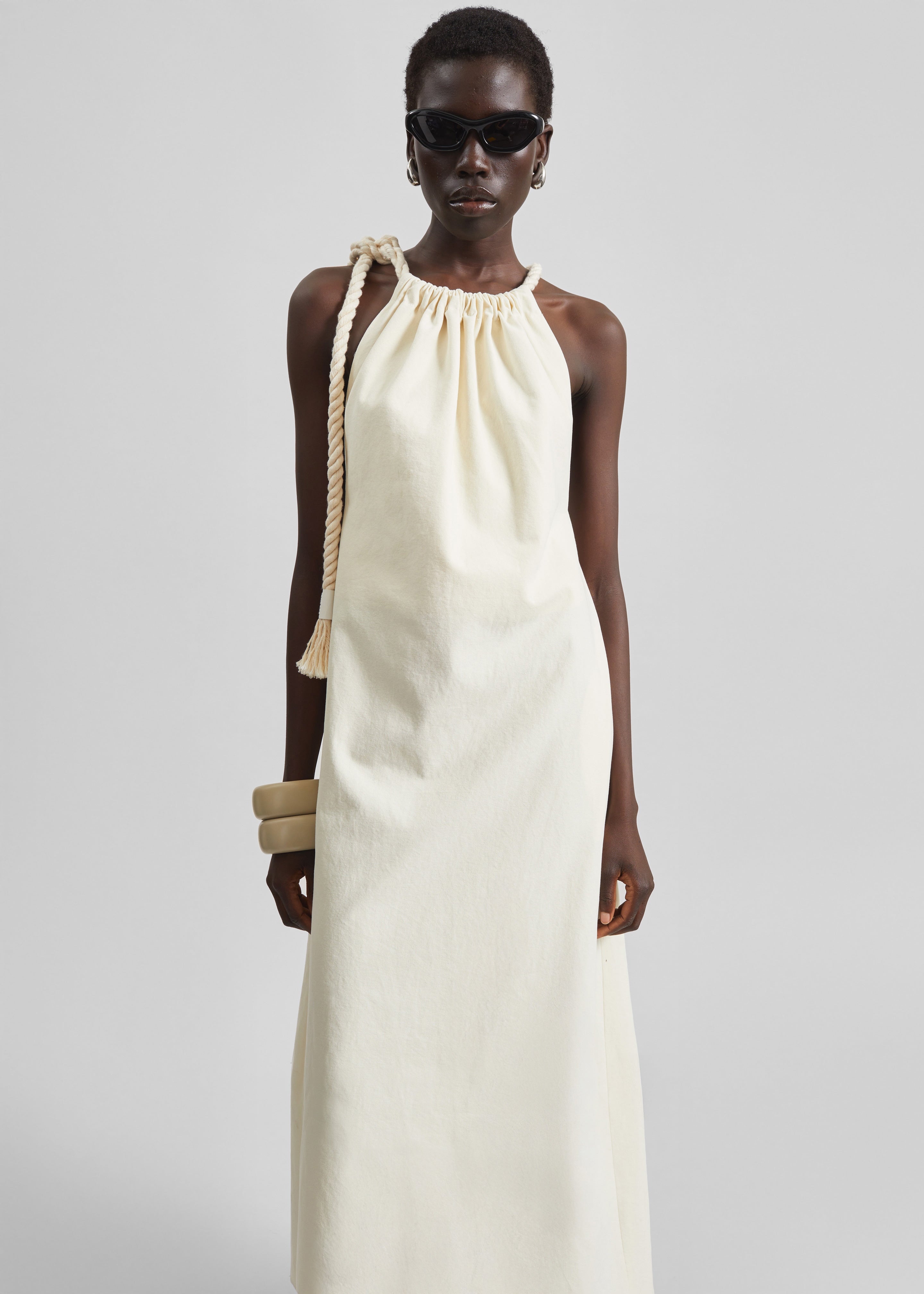 Sarnico Rope-Tie Halter Dress - Cream - 2