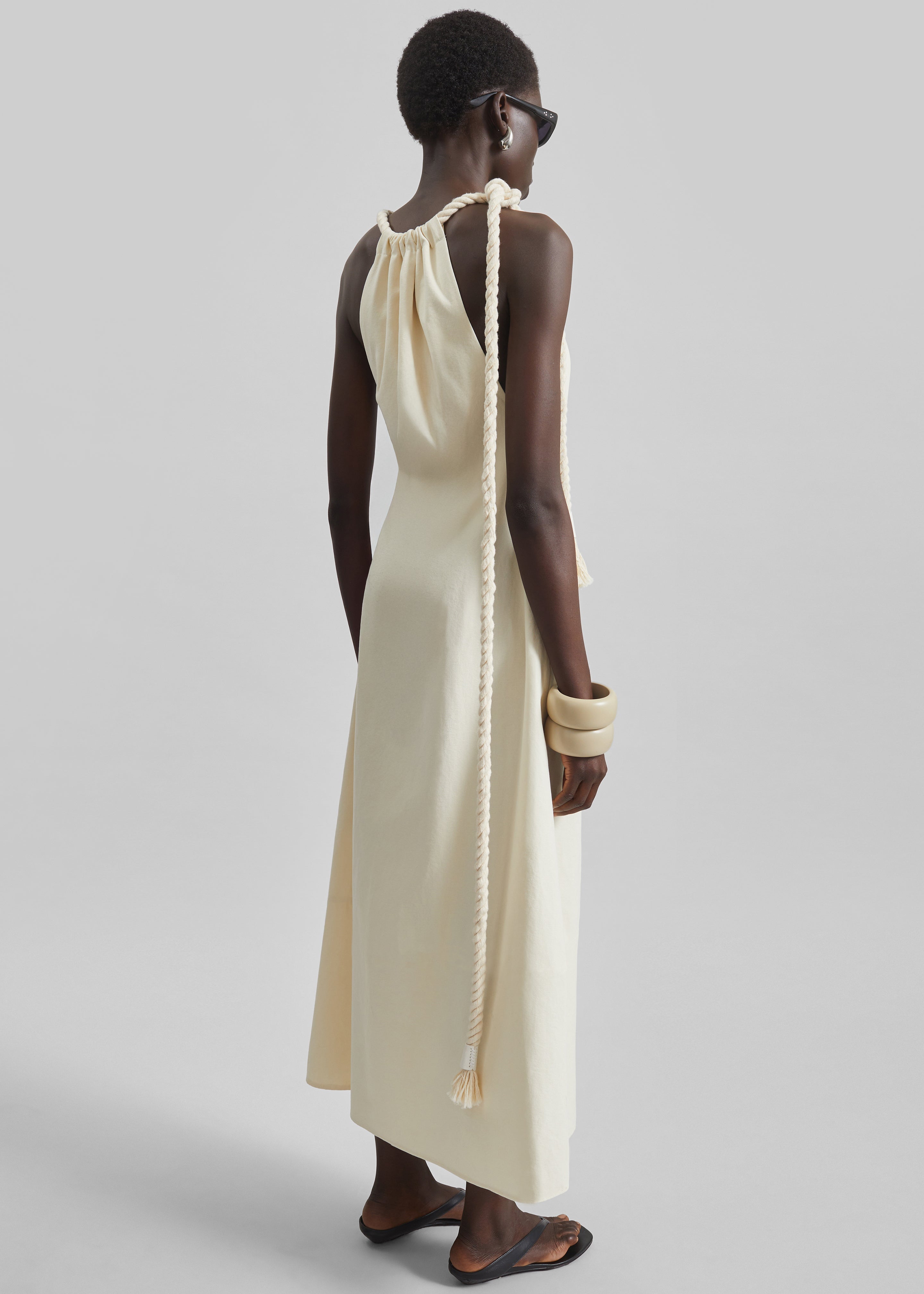Sarnico Rope-Tie Halter Dress - Cream - 8