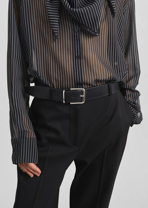 Sarno Leather Belt - Black/Silver
