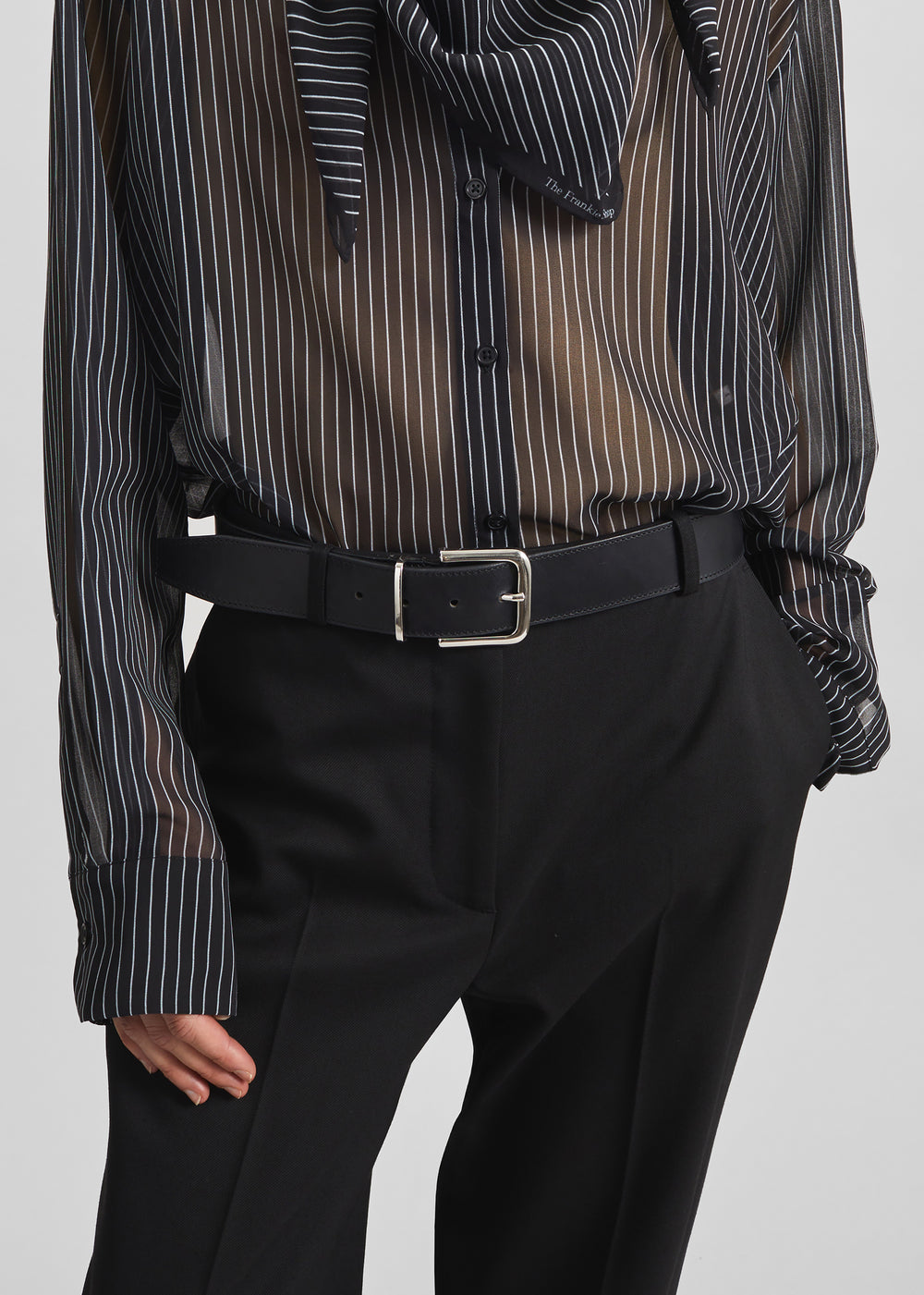 Sarno Leather Belt - Black/Silver - 1