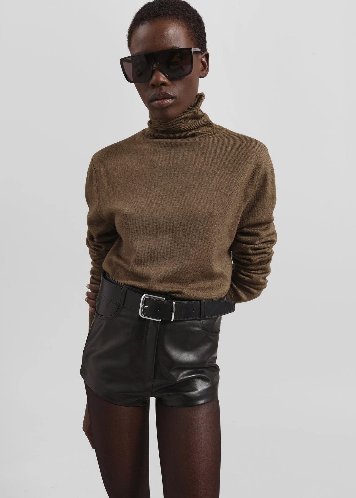 Sarno Leather Belt - Black/Silver - 3