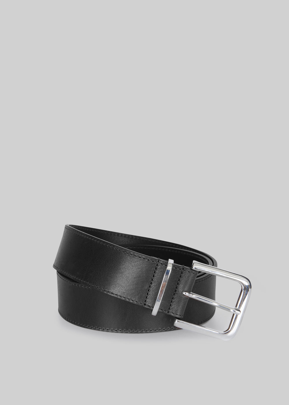 Sarno Leather Belt - Black/Silver