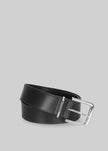 Sarno Leather Belt - Black/Silver