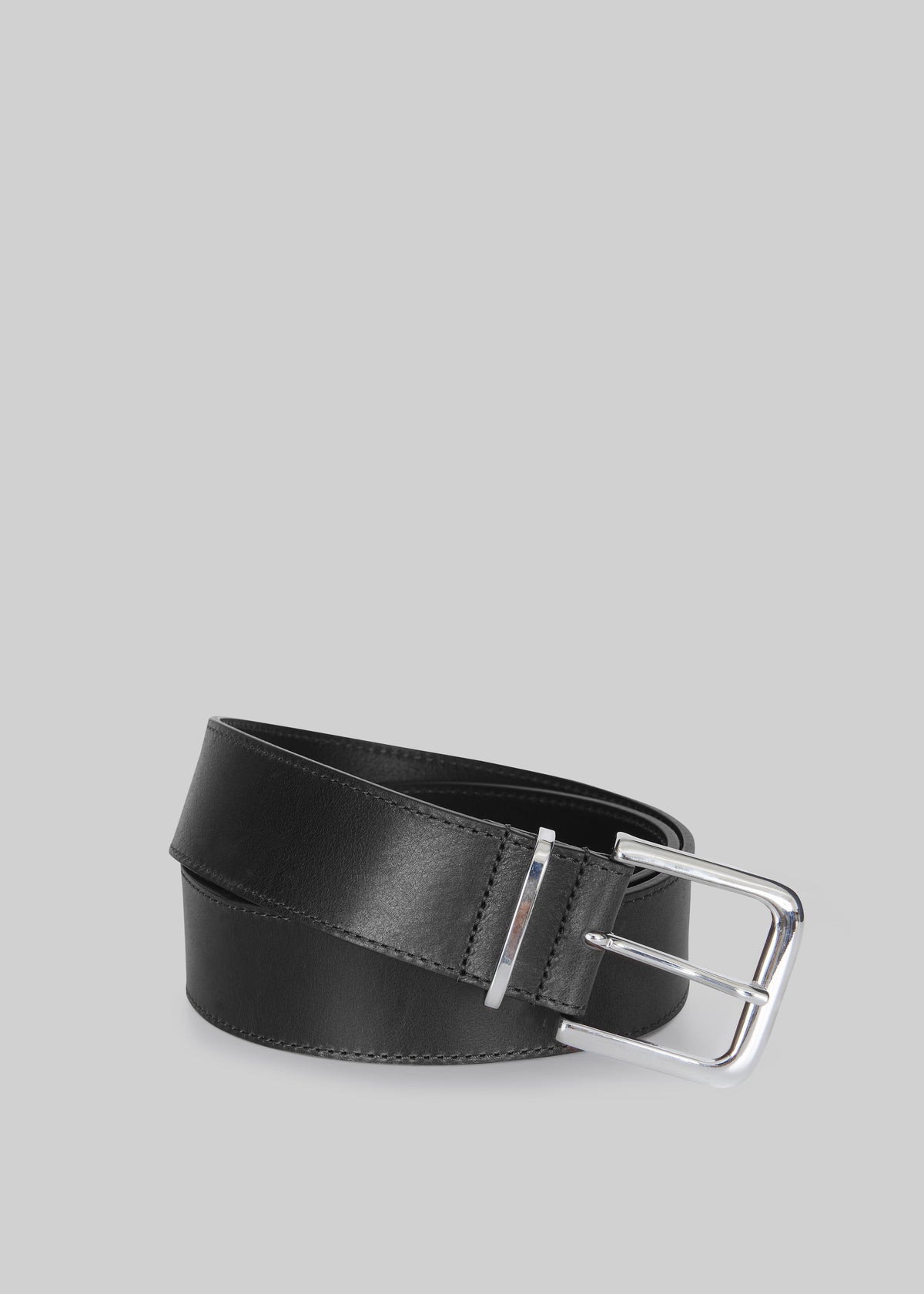 Sarno Leather Belt - Black/Silver - 1
