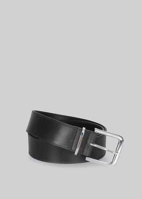 Sarno Leather Belt - Black/Silver